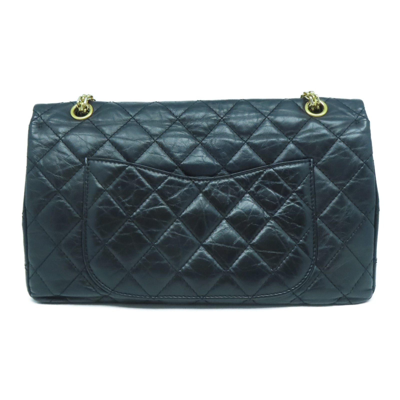 CHANEL 【激減優惠】菱格牛皮皮革Maxi 2.55金扣鏈帶肩背袋黑色