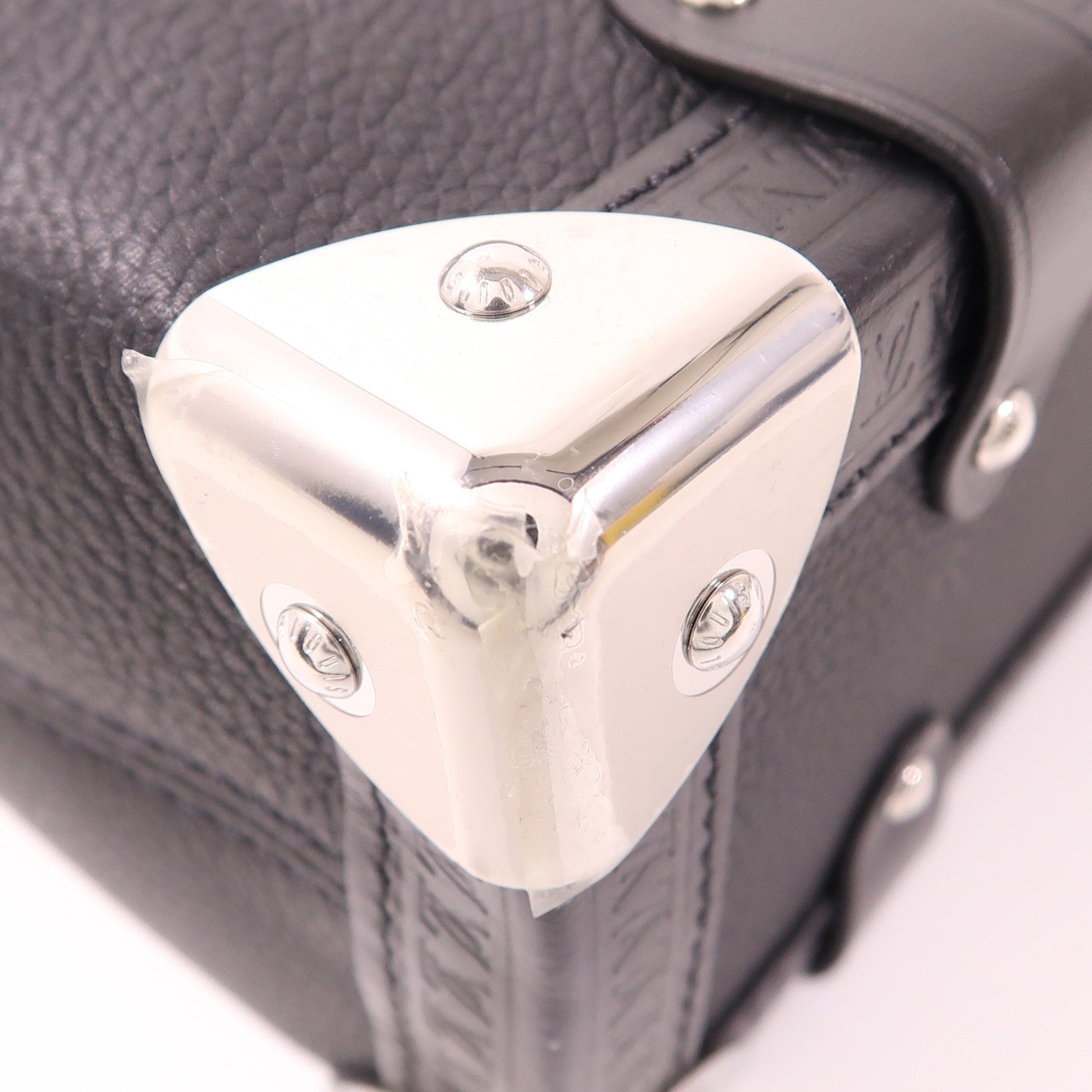 LOUIS VUITTON 牛皮皮革Side Trunk MM銀扣手挽肩背兩用袋