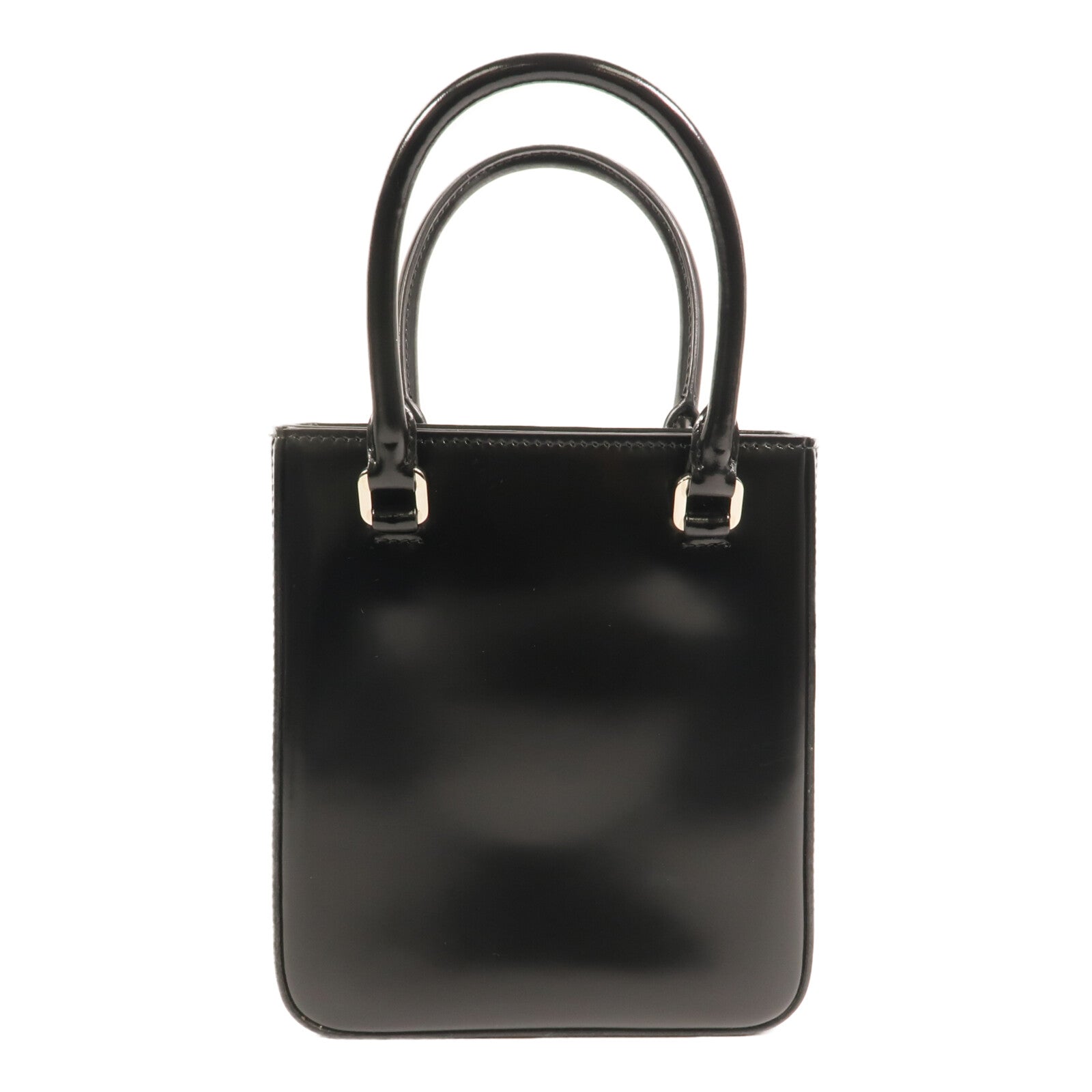 PRADA 漆皮皮革Small Brushed Leather Tote Bag銀扣手挽肩背兩用袋