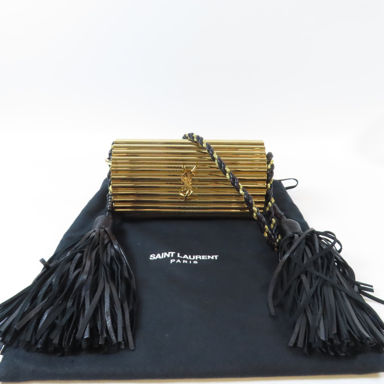SAINT LAURENT Acrylic Ribbed Box Bag Vanity Bag 肩背袋金色
