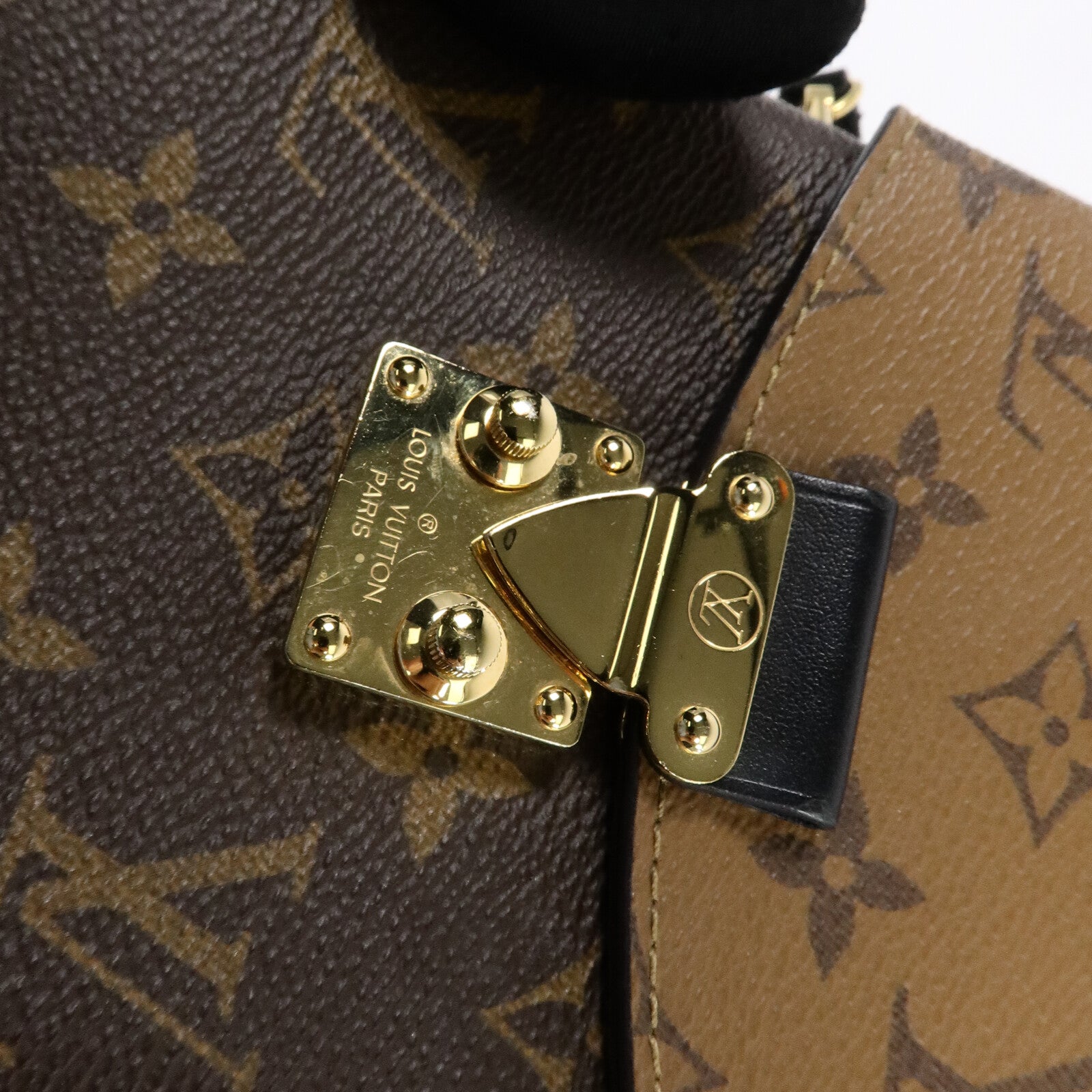 LOUIS VUITTON Monogram/Monogram Reverse Camera Box金扣鏈帶手挽肩背兩用袋