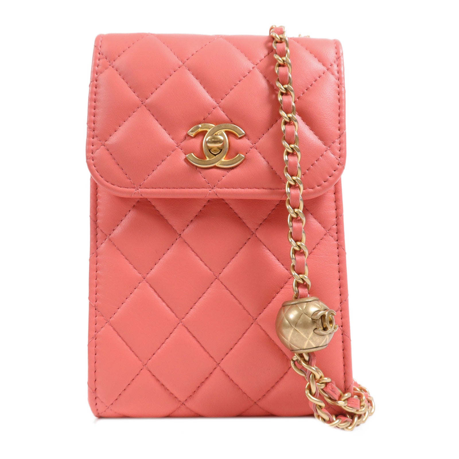 CHANEL 羊皮皮革Shoulder Bag金扣鏈帶肩背袋