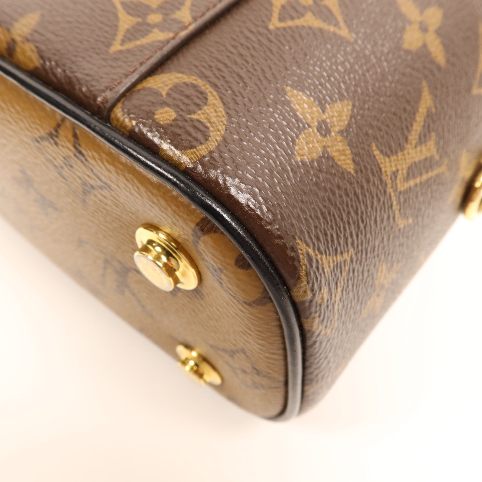 LOUIS VUITTON Monogram Reverse Vanity PM金扣手挽肩背兩用袋棕色