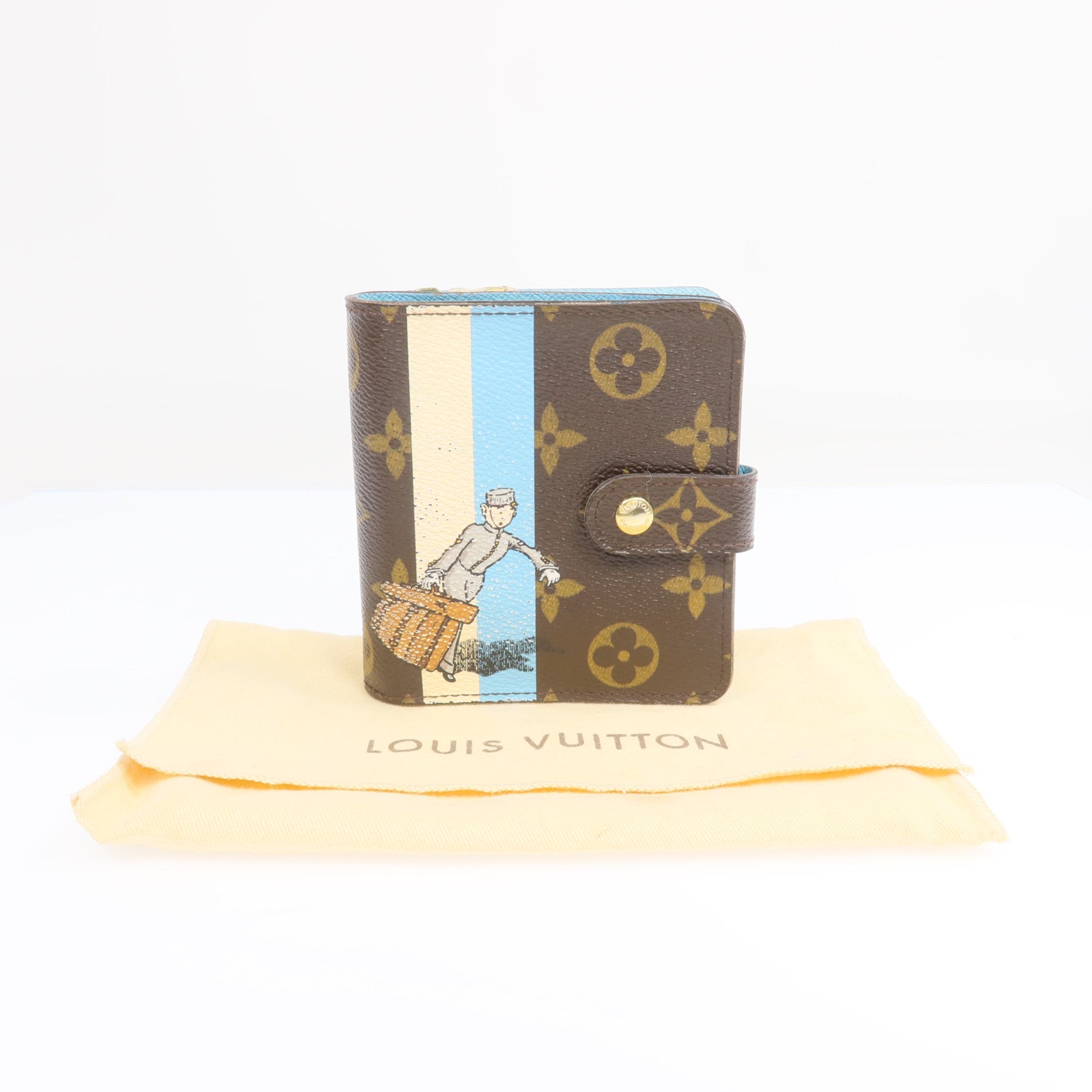 LOUIS VUITTON Monogram Groom Compact Zip Wallet金扣錢包