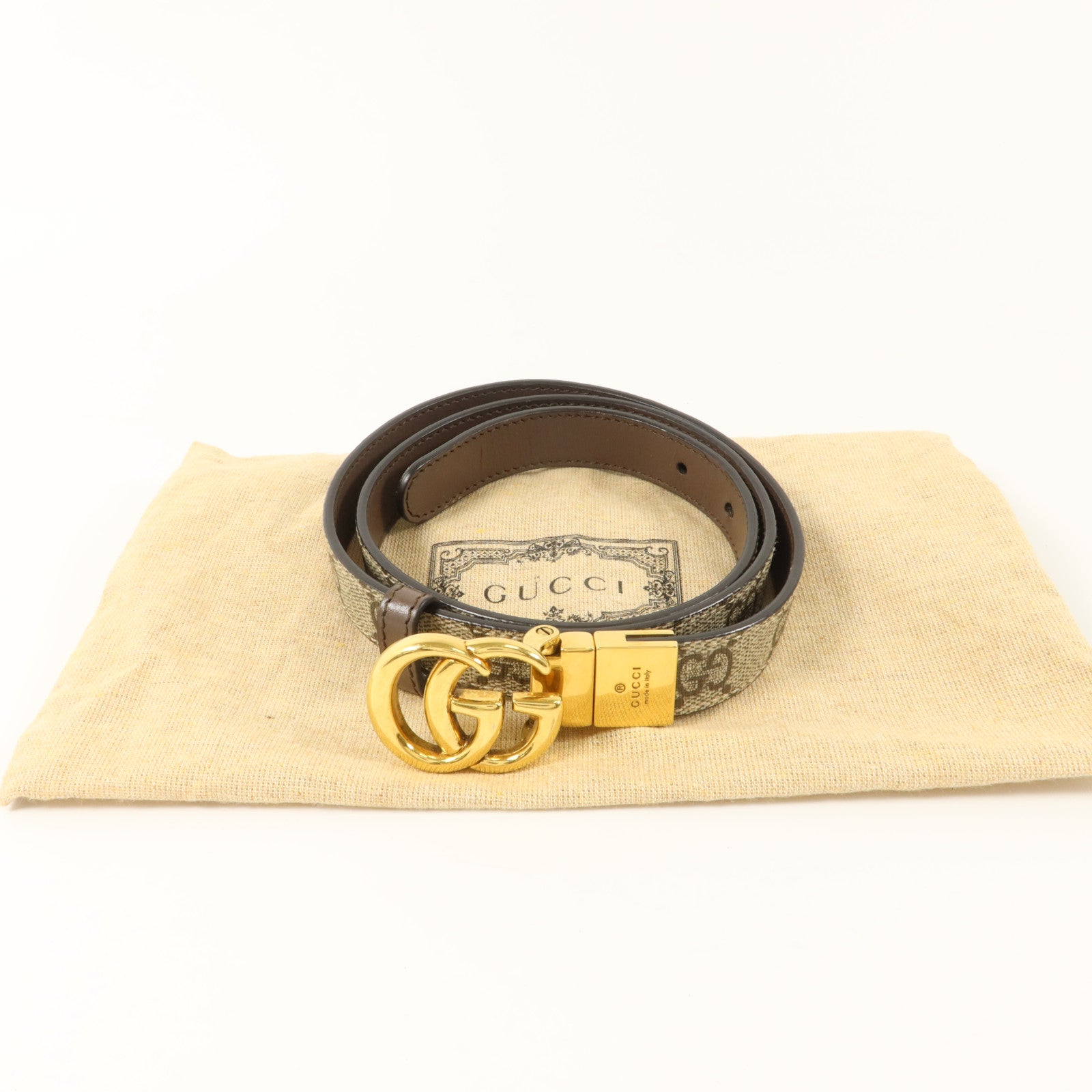 GUCCI 塗層帆布GG Marmont Reversible Belt 80cm皮帶