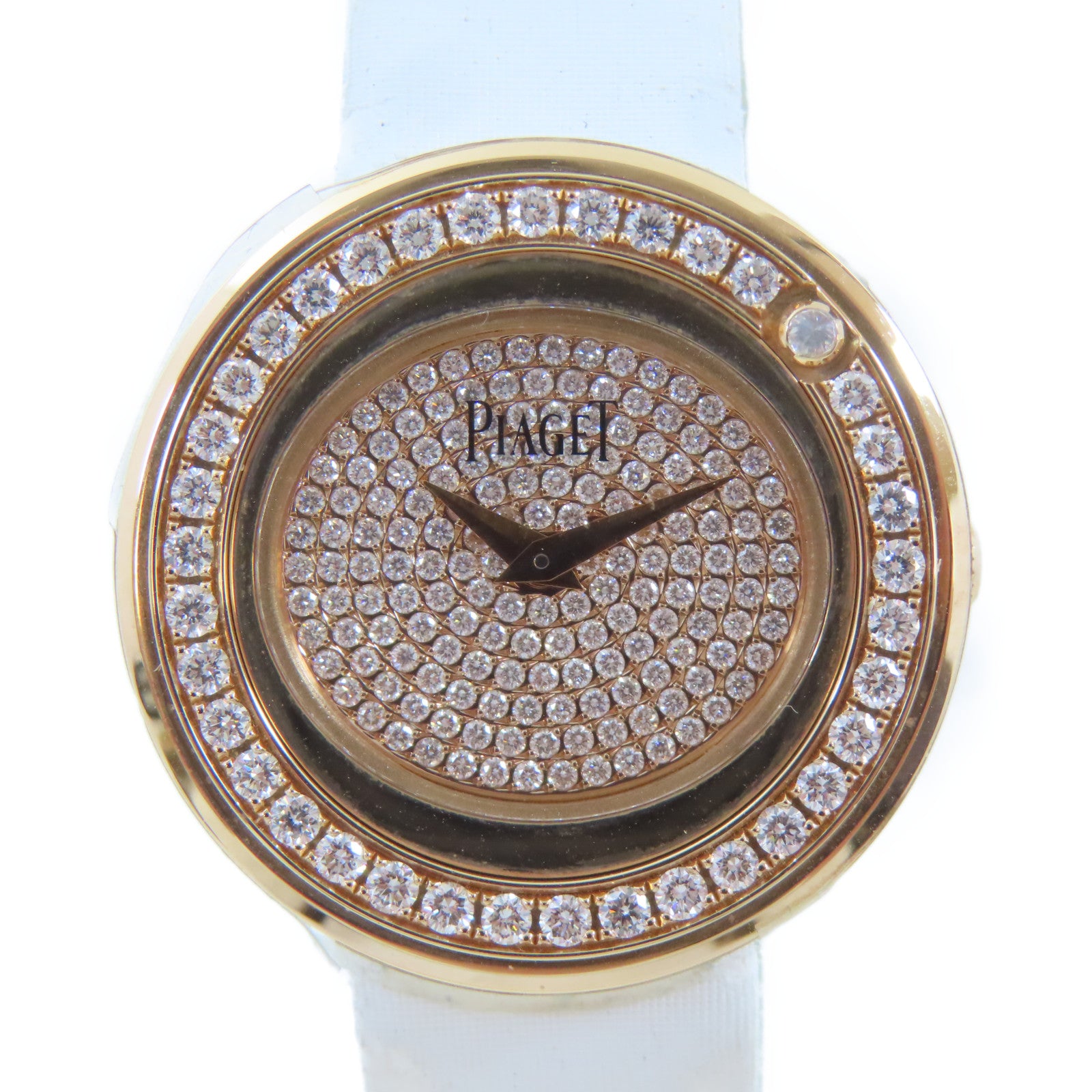PIAGET Possession 18K玫瑰金/鑽石手錶石英機芯白色/金色