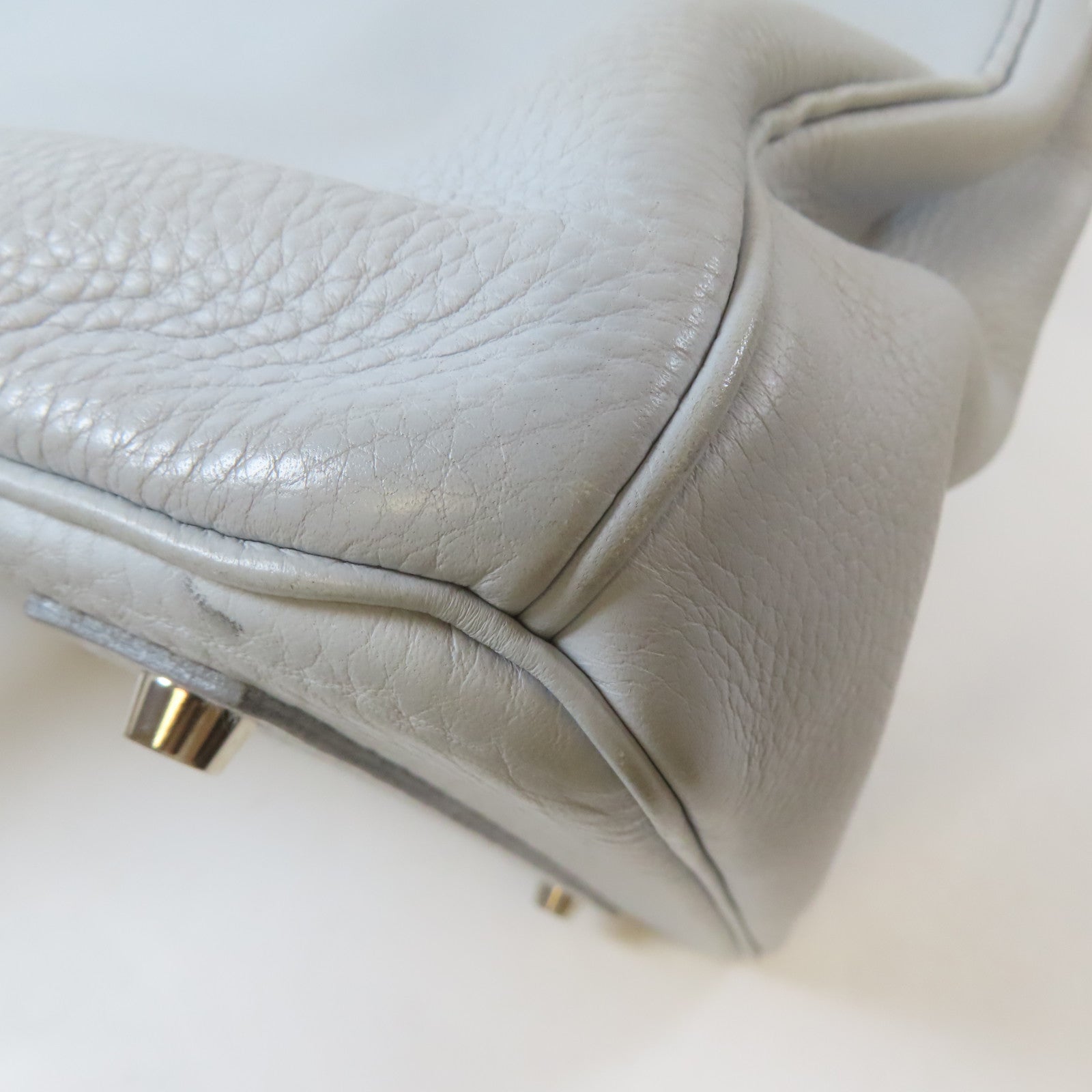HERMES Clemence皮革Birkin 40銀扣手挽袋淺灰色