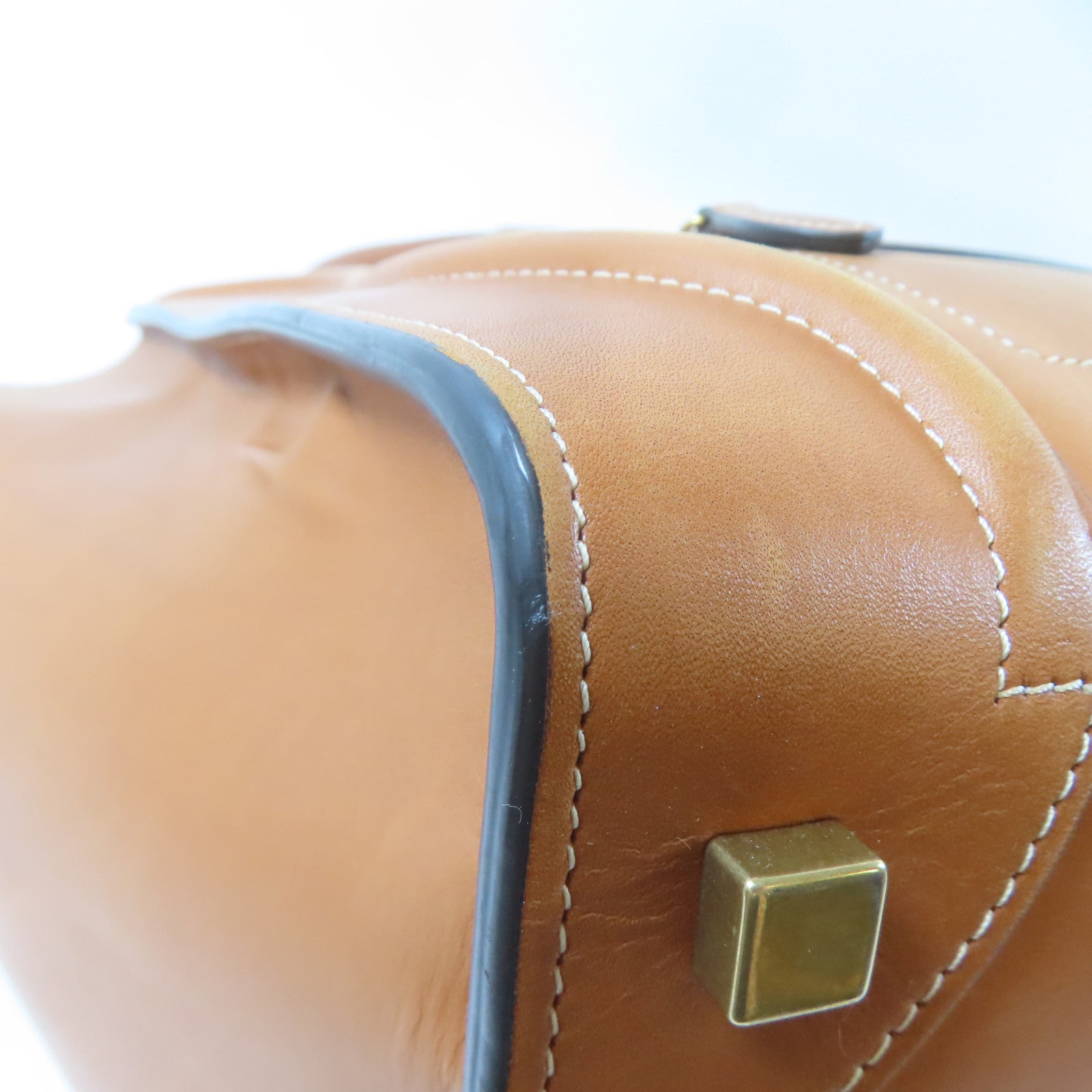 CELINE 牛皮皮革Luggage金扣手挽袋啡色
