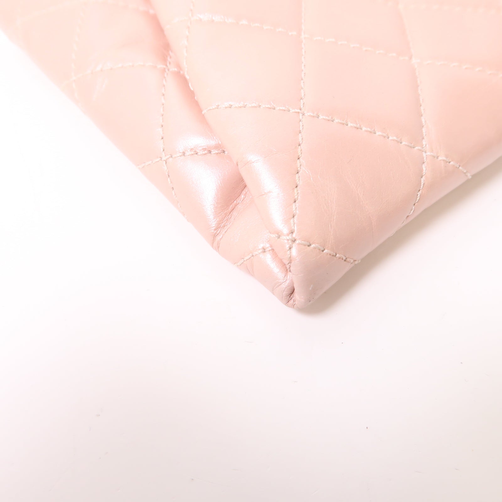 CHANEL 【激減優惠】菱格牛皮皮革Clutch Bag銀扣手拿包粉紅色