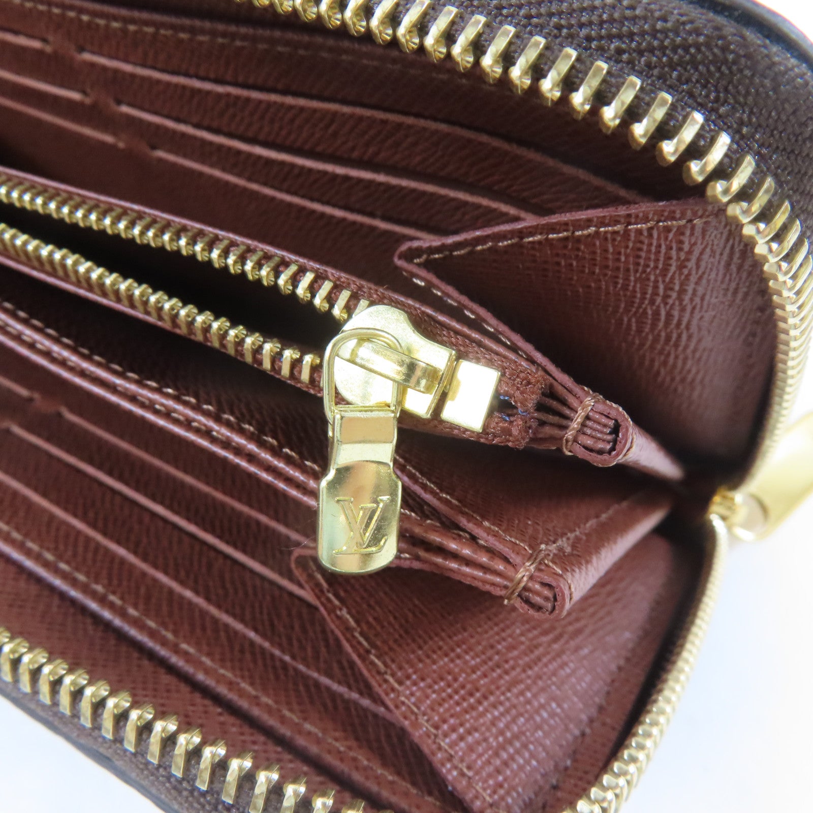 LOUIS VUITTON Monogram Zipper Long Wallet金扣長錢包啡色