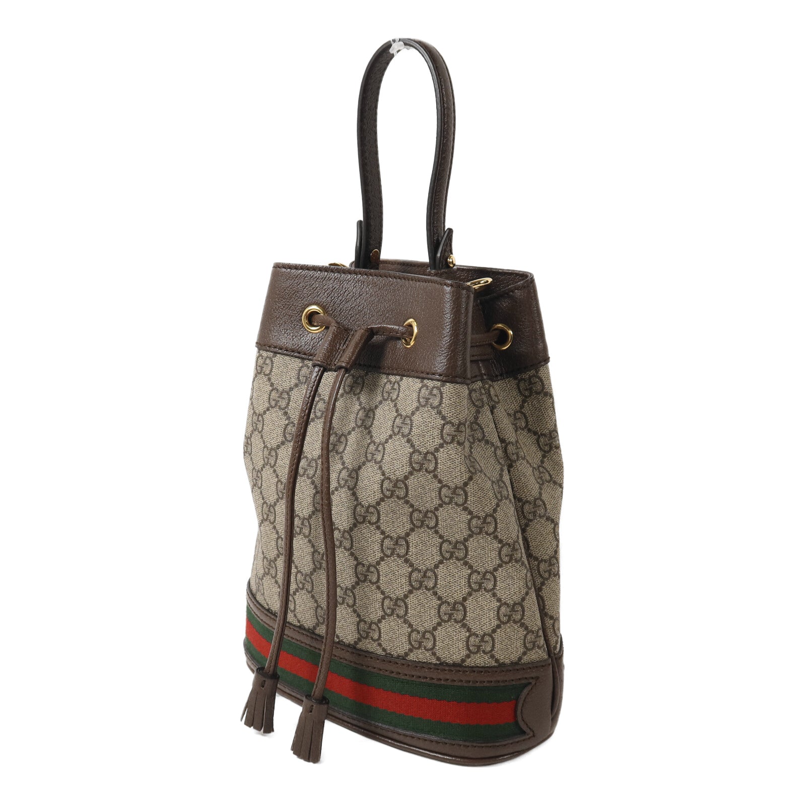 GUCCI 塗層帆布/牛皮皮革Ophidia GG Bucket手挽肩背兩用袋
