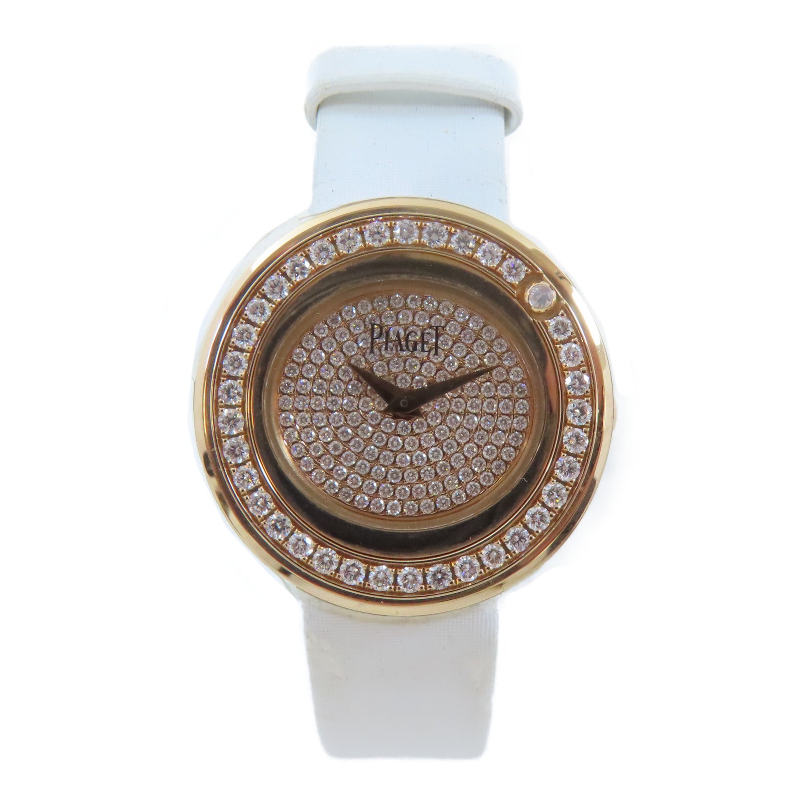 PIAGET Possession 18K玫瑰金/鑽石手錶石英機芯白色/金色