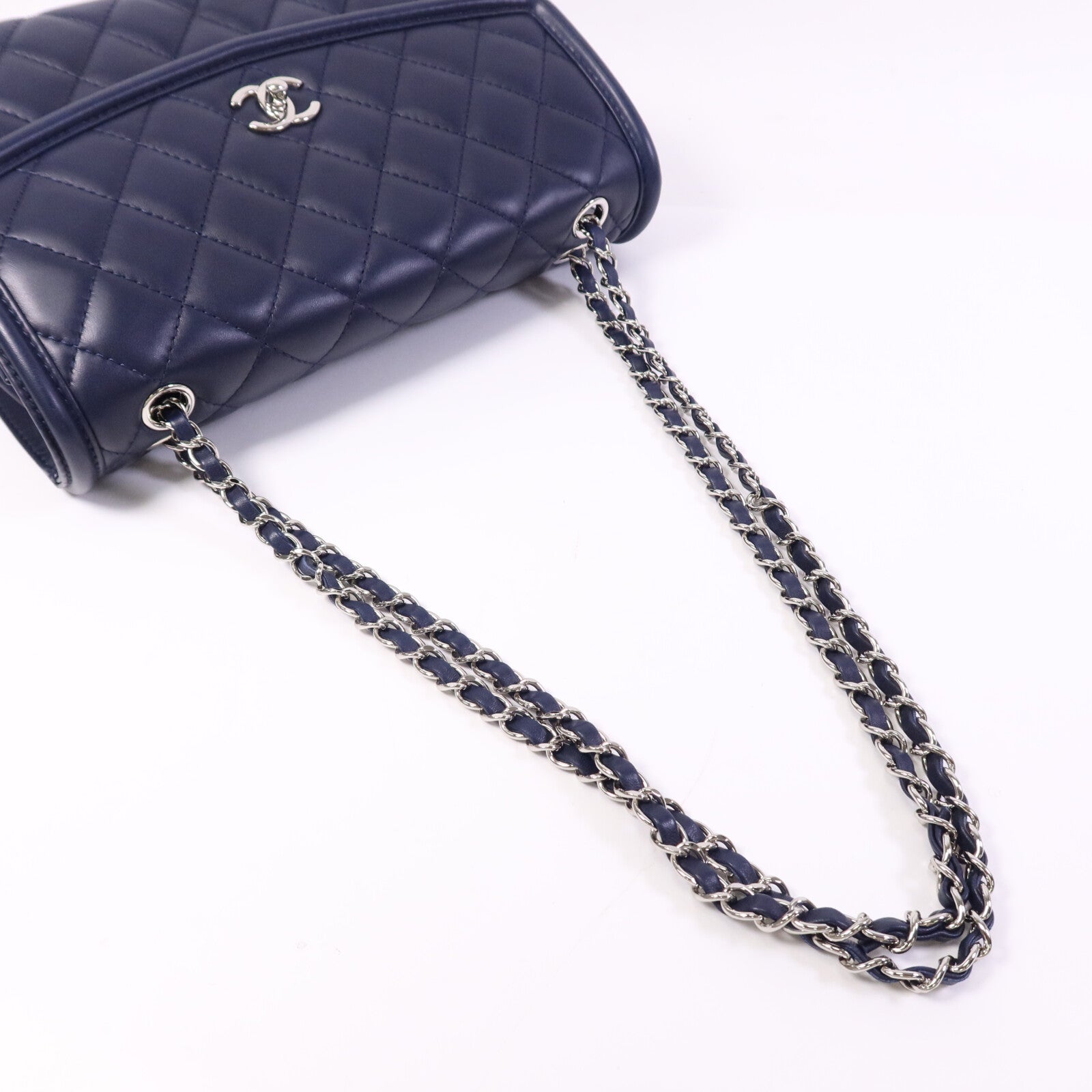 CHANEL 羊皮皮革Chain Shoulder Bag銀扣鏈帶肩背袋
