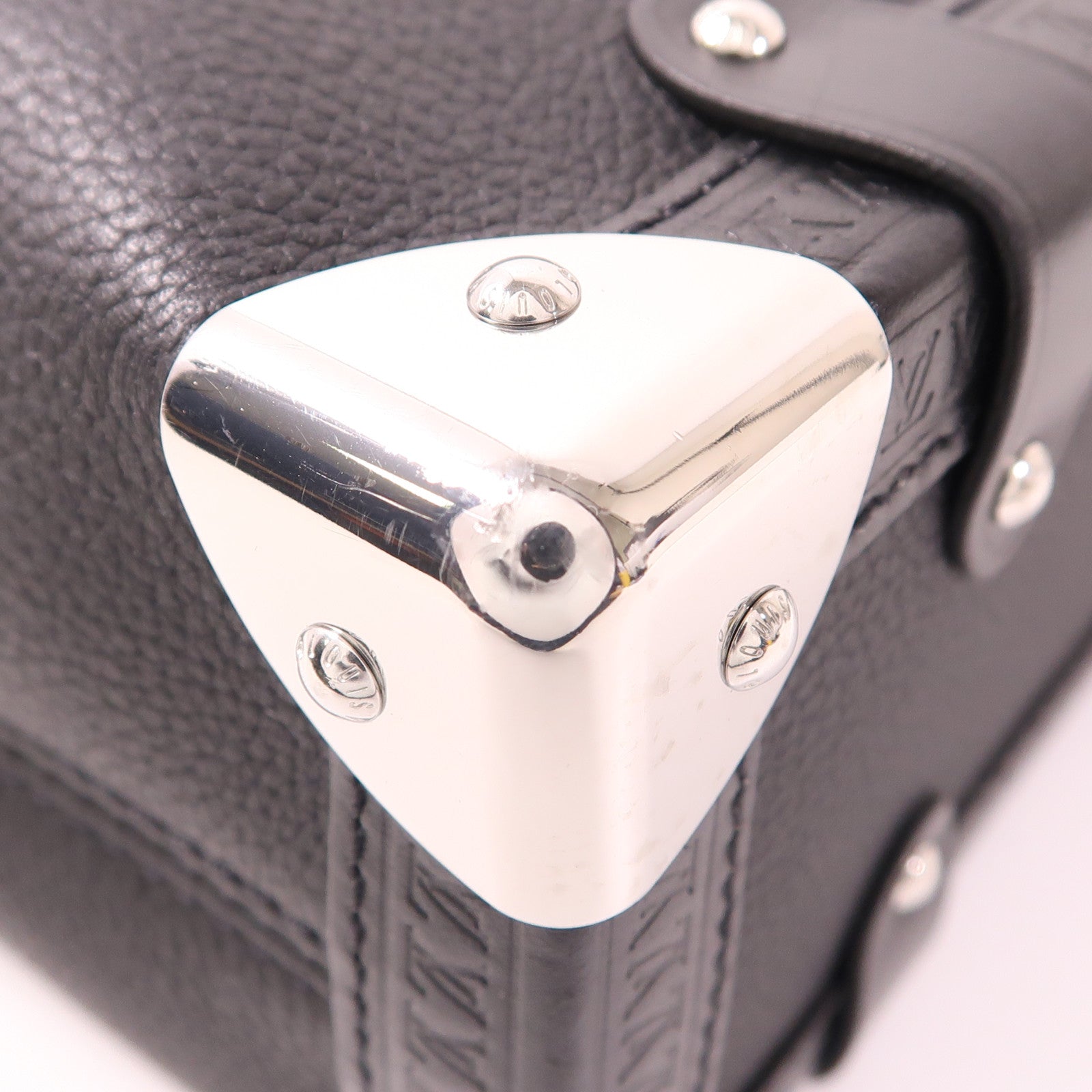 LOUIS VUITTON 牛皮皮革Side Trunk MM銀扣手挽肩背兩用袋