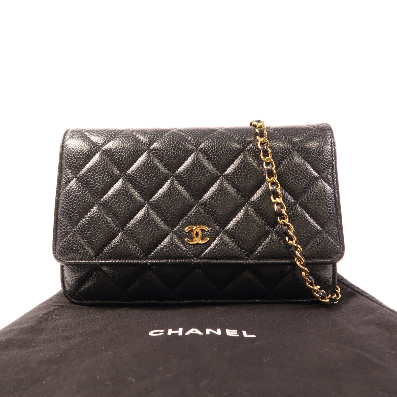CHANEL 牛皮皮革WOC Wallet On Chain金扣鏈帶肩背袋