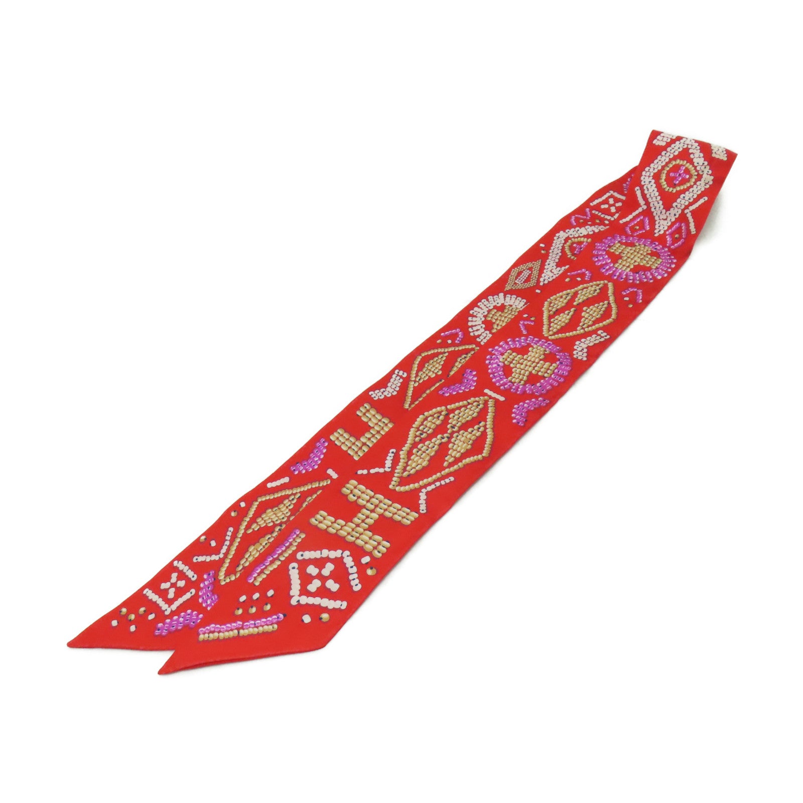 HERMES 【激減優惠】絲質Twilly絲巾紅色