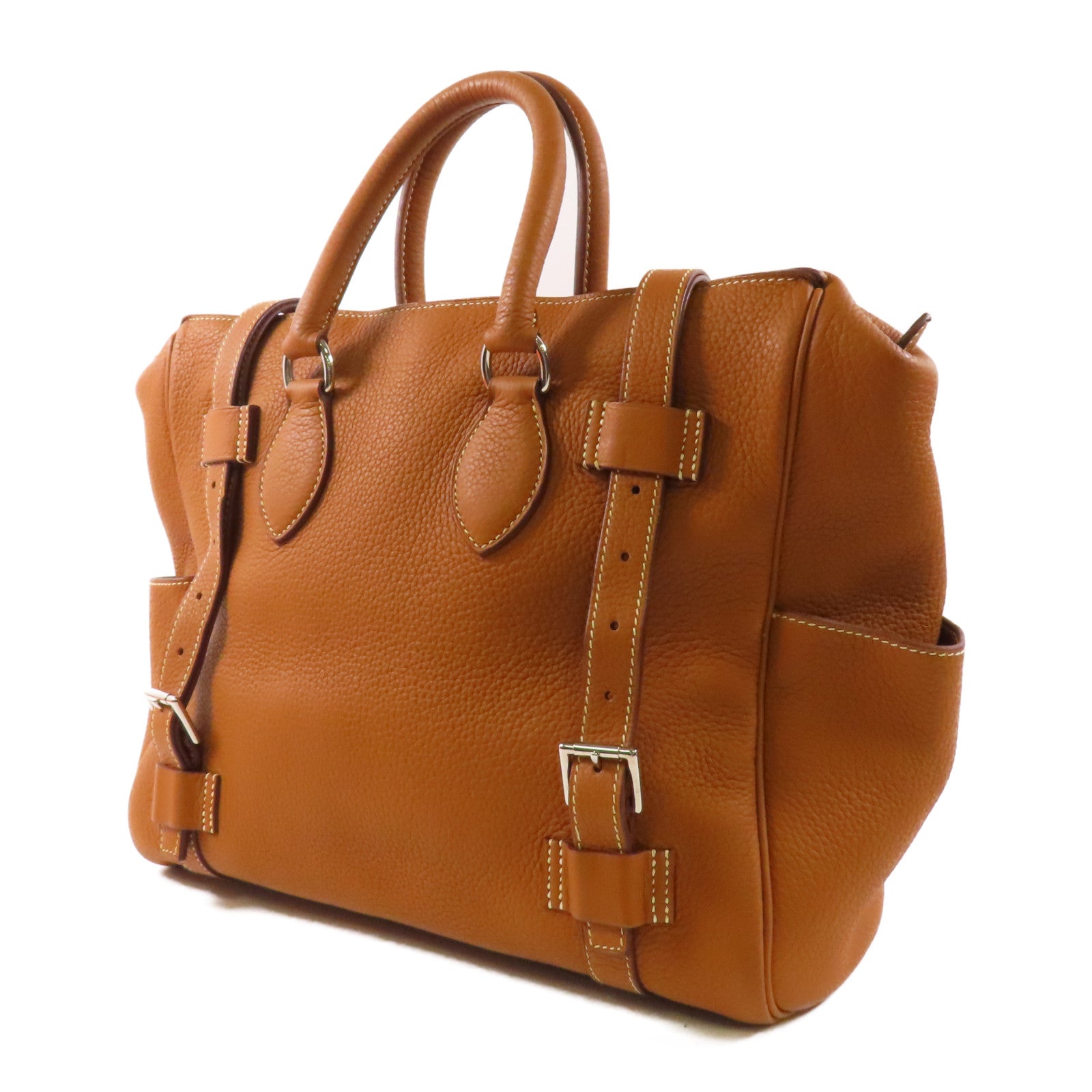 HERMES Clemence皮革Pursangle 31銀扣手挽袋Gold