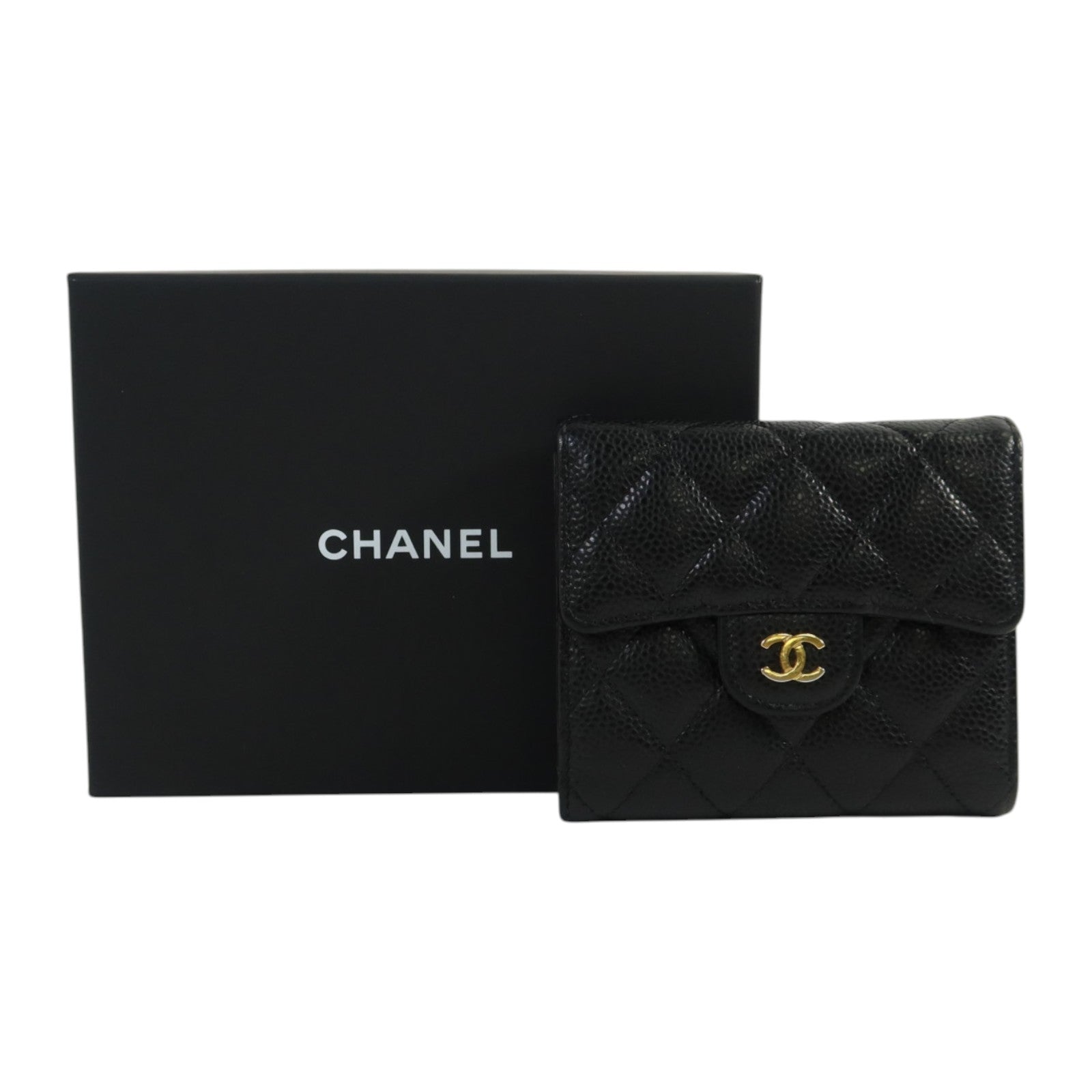 CHANEL 牛皮皮革Classic Flag Wallet金扣錢包