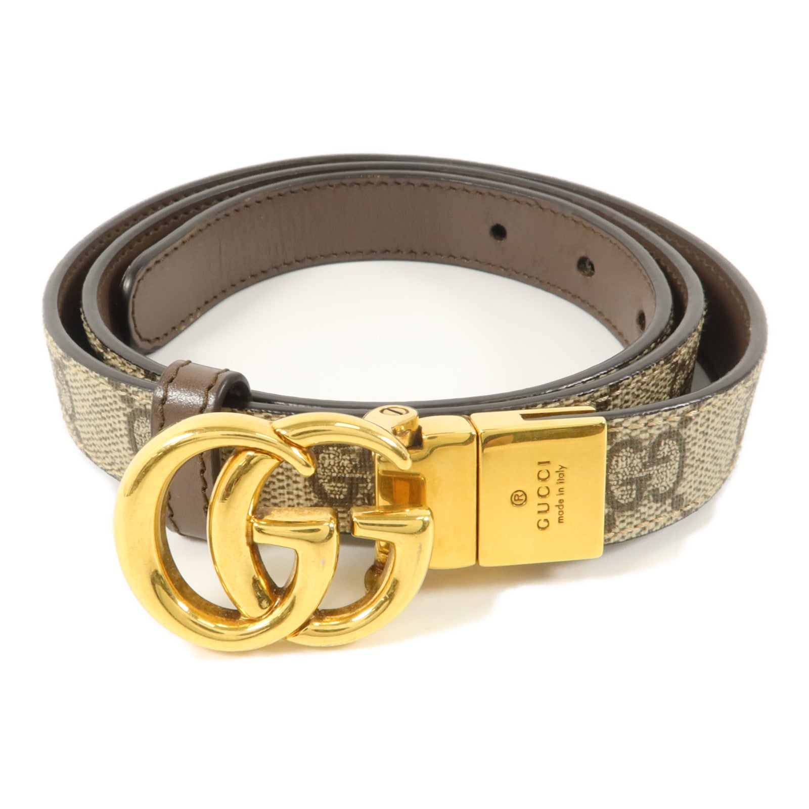 GUCCI 塗層帆布GG Marmont Reversible Belt 80cm皮帶