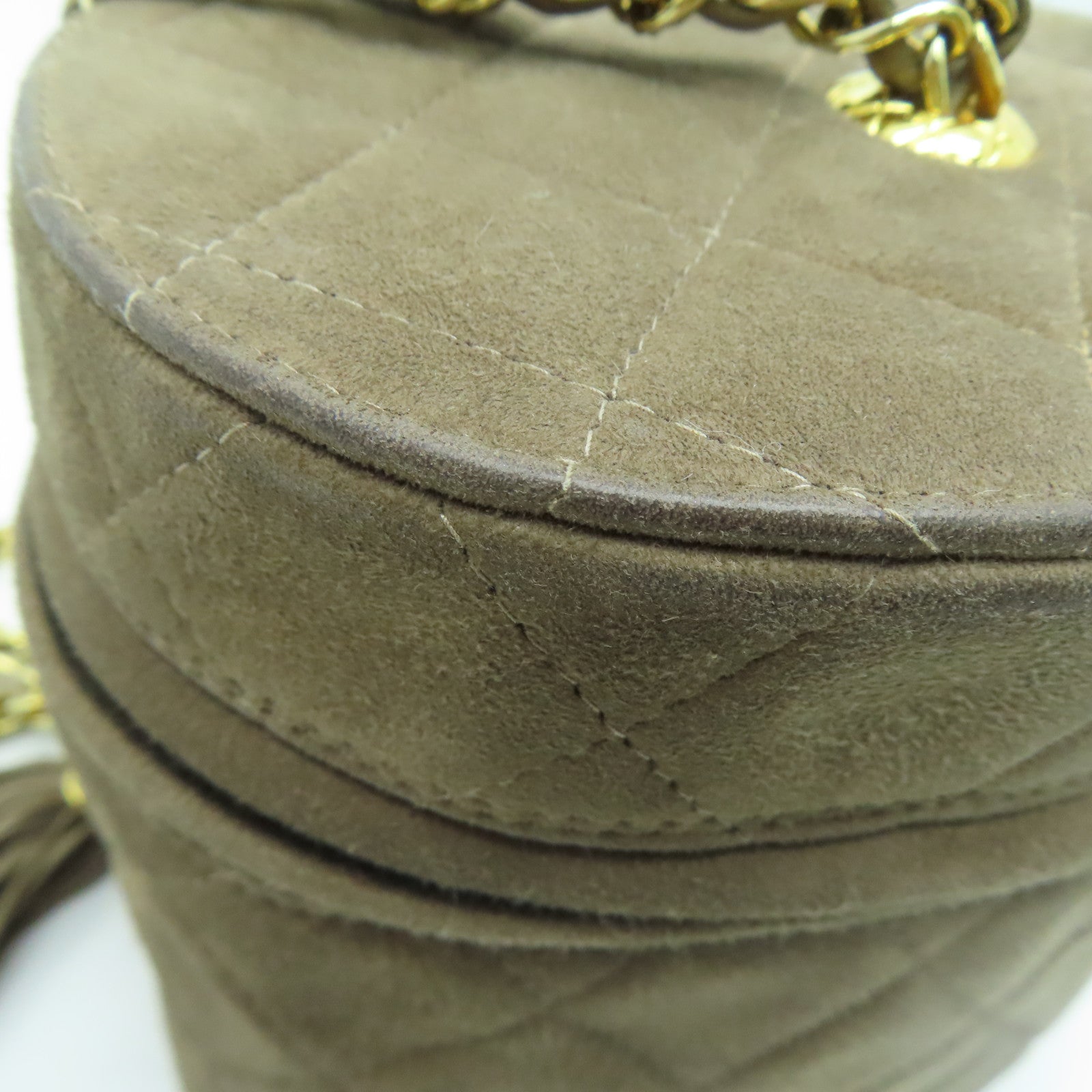 CHANEL 【清倉大減價】菱格麂皮皮革Chain Shoulder金扣肩背袋灰色