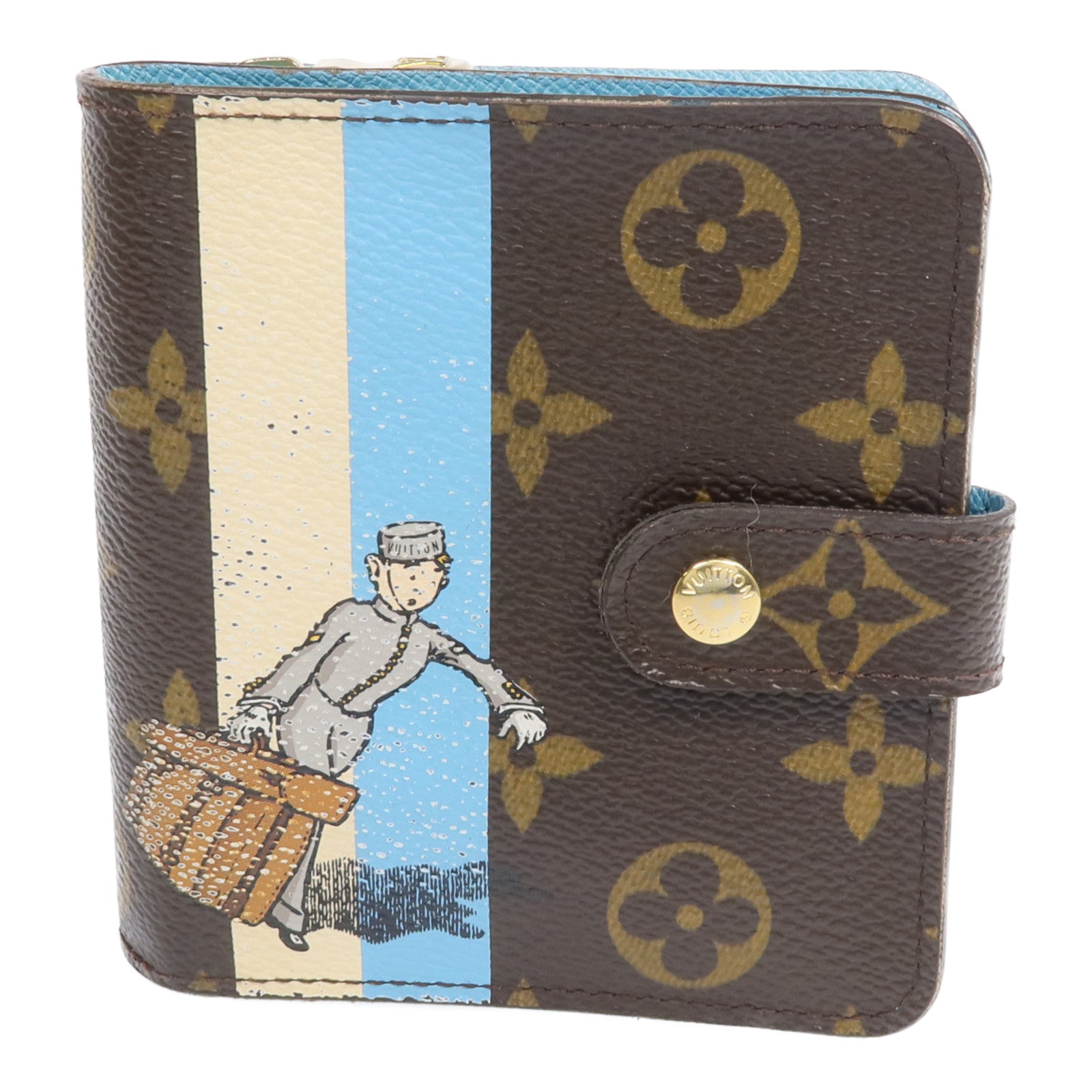 LOUIS VUITTON Monogram Groom Compact Zip Wallet金扣錢包