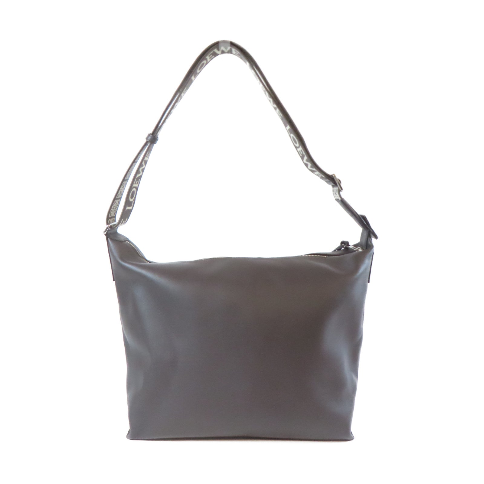 LOEWE 牛皮皮革Shoulder Bag銀扣肩背袋啡色