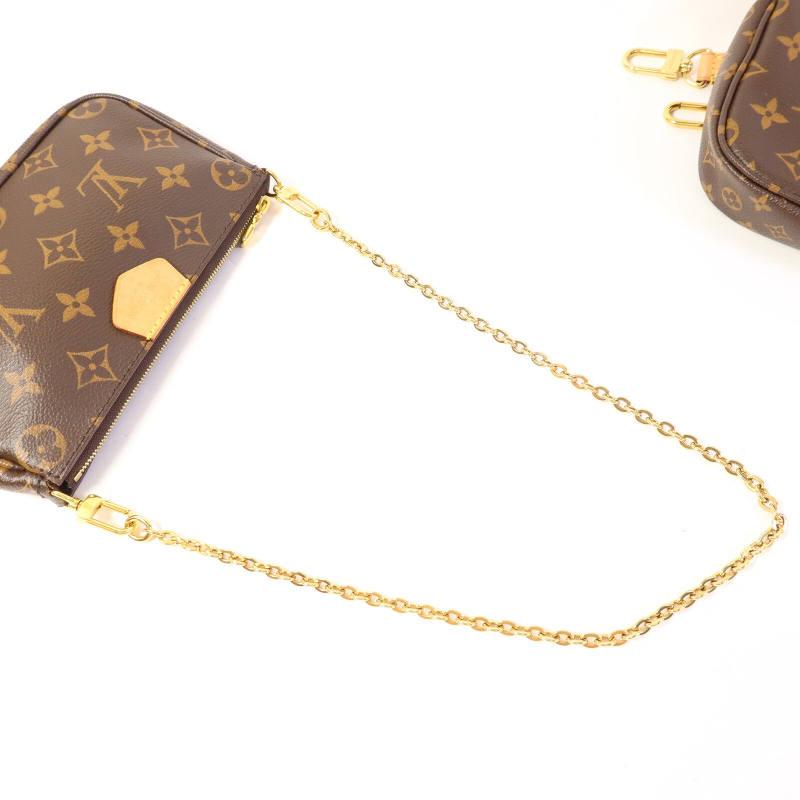 LOUIS VUITTON Monogram Multi Pochette Accessoires金扣手挽肩背兩用袋棕色