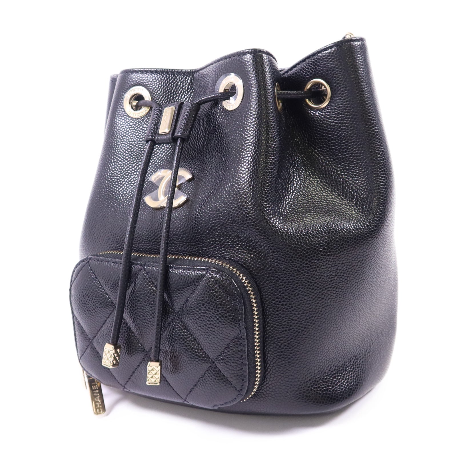 CHANEL 牛皮皮革Affinity Bucket Bag金扣鏈帶肩背袋