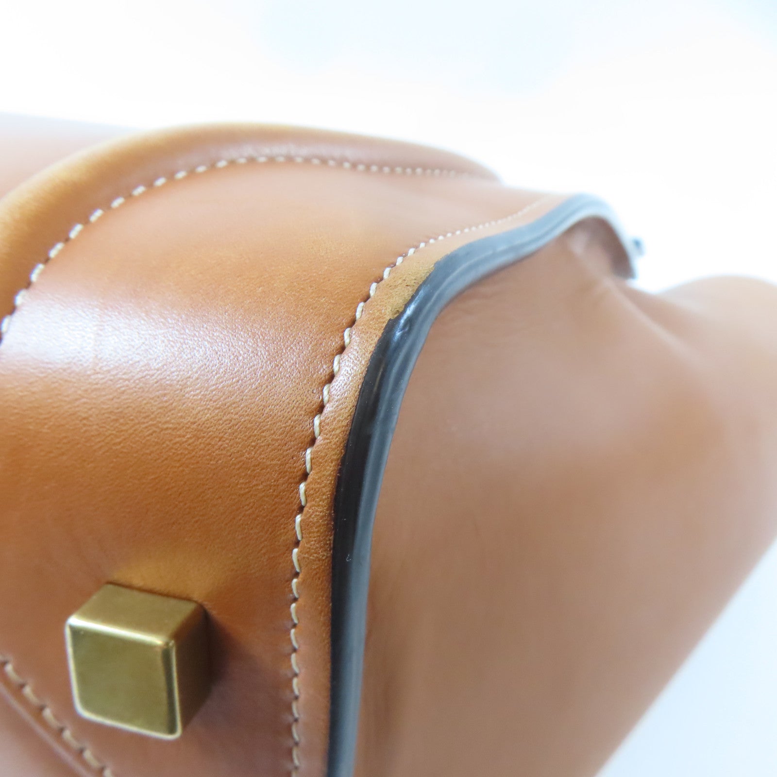 CELINE 牛皮皮革Luggage金扣手挽袋啡色