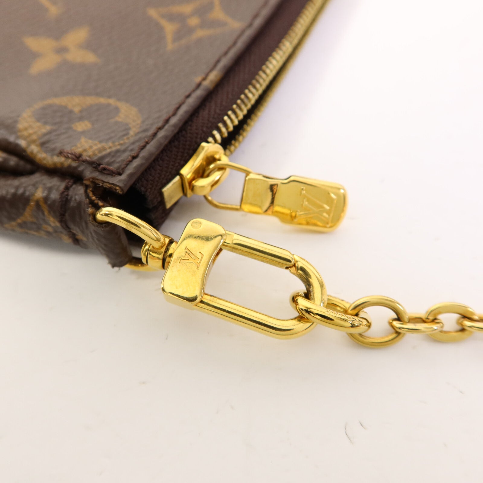 LOUIS VUITTON Monogram Multi Pochette Accessoires金扣手挽肩背兩用袋棕色