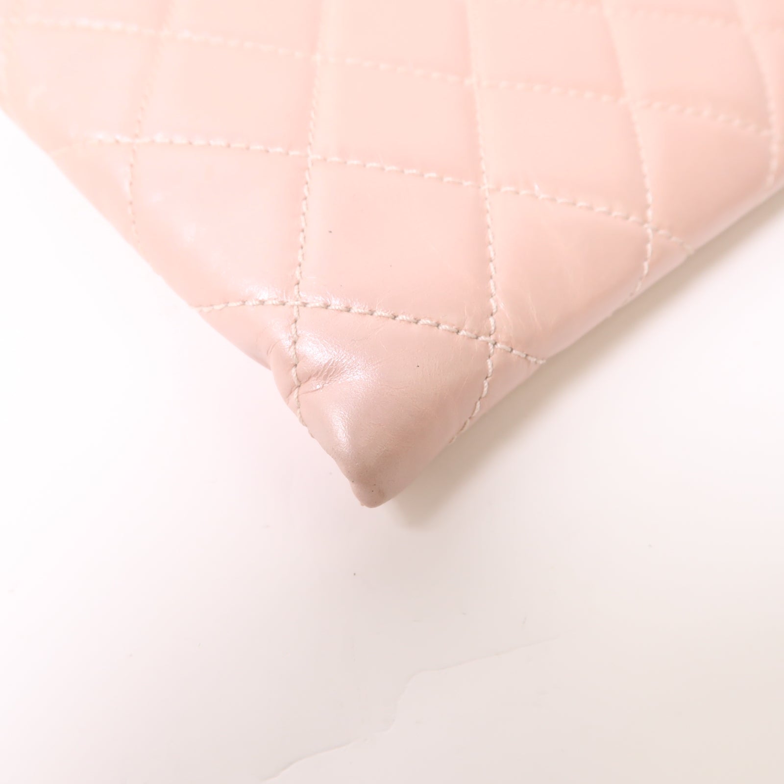 CHANEL 【激減優惠】菱格牛皮皮革Clutch Bag銀扣手拿包粉紅色