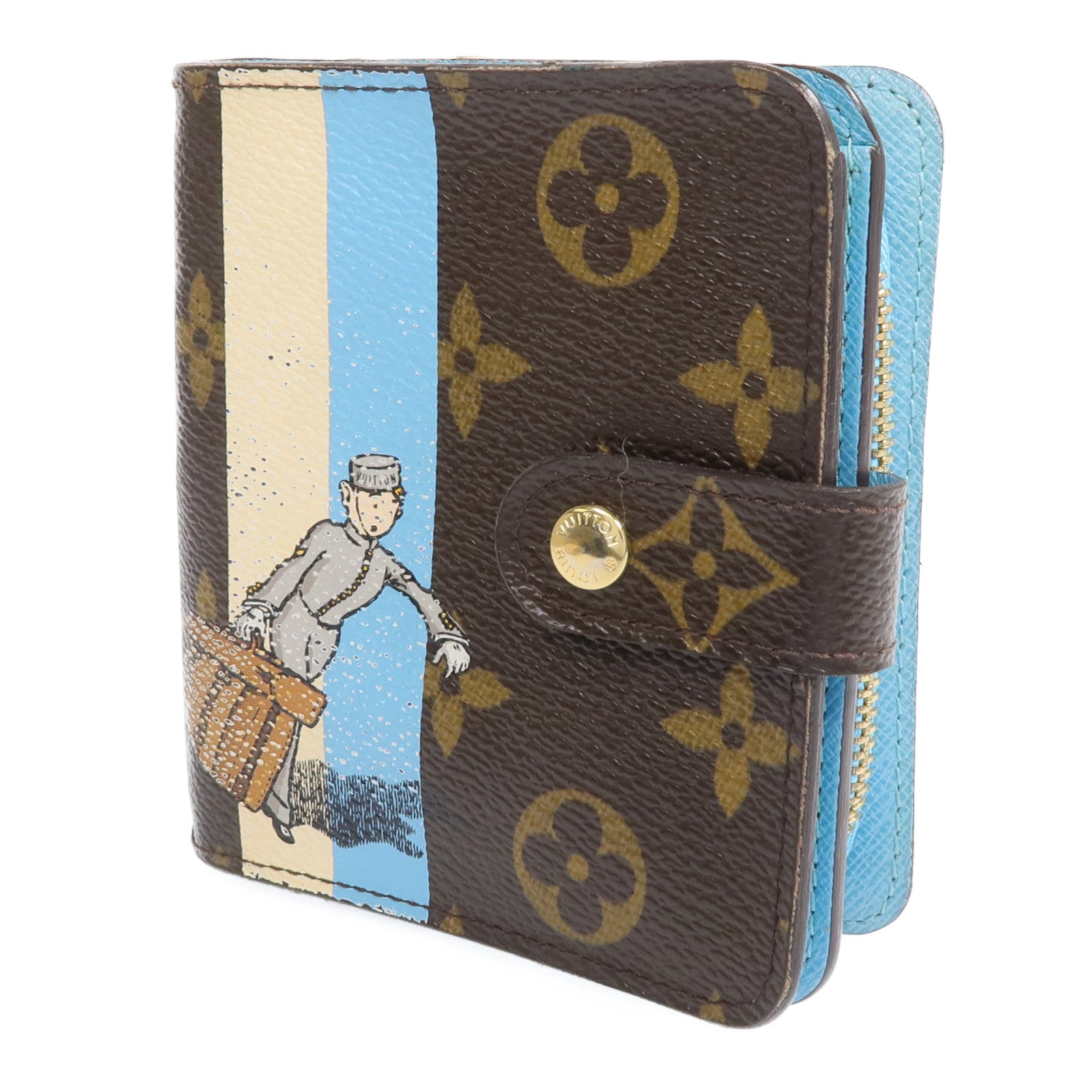 LOUIS VUITTON Monogram Groom Compact Zip Wallet金扣錢包