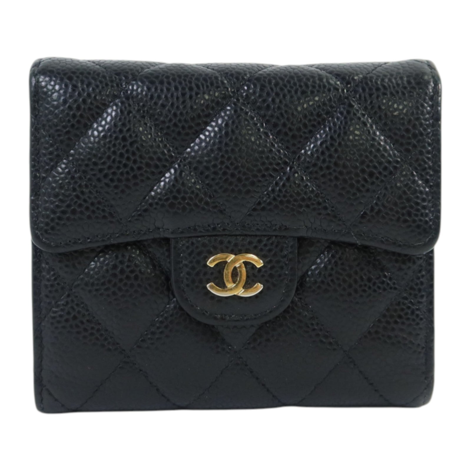CHANEL 牛皮皮革Classic Flag Wallet金扣錢包