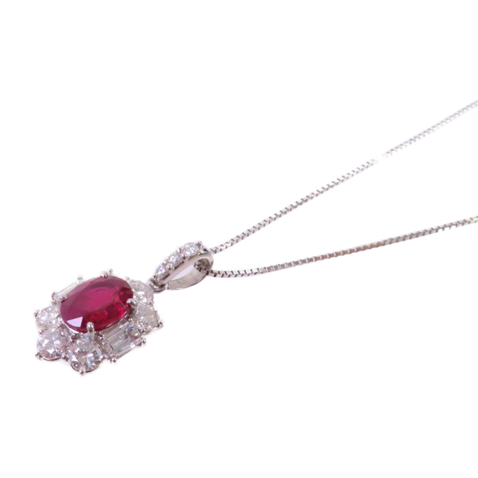 JEWELRY PT850鉑金/1.38ct紅寶石/1.15ct鑽石Ruby/Diamond Necklace項鏈
