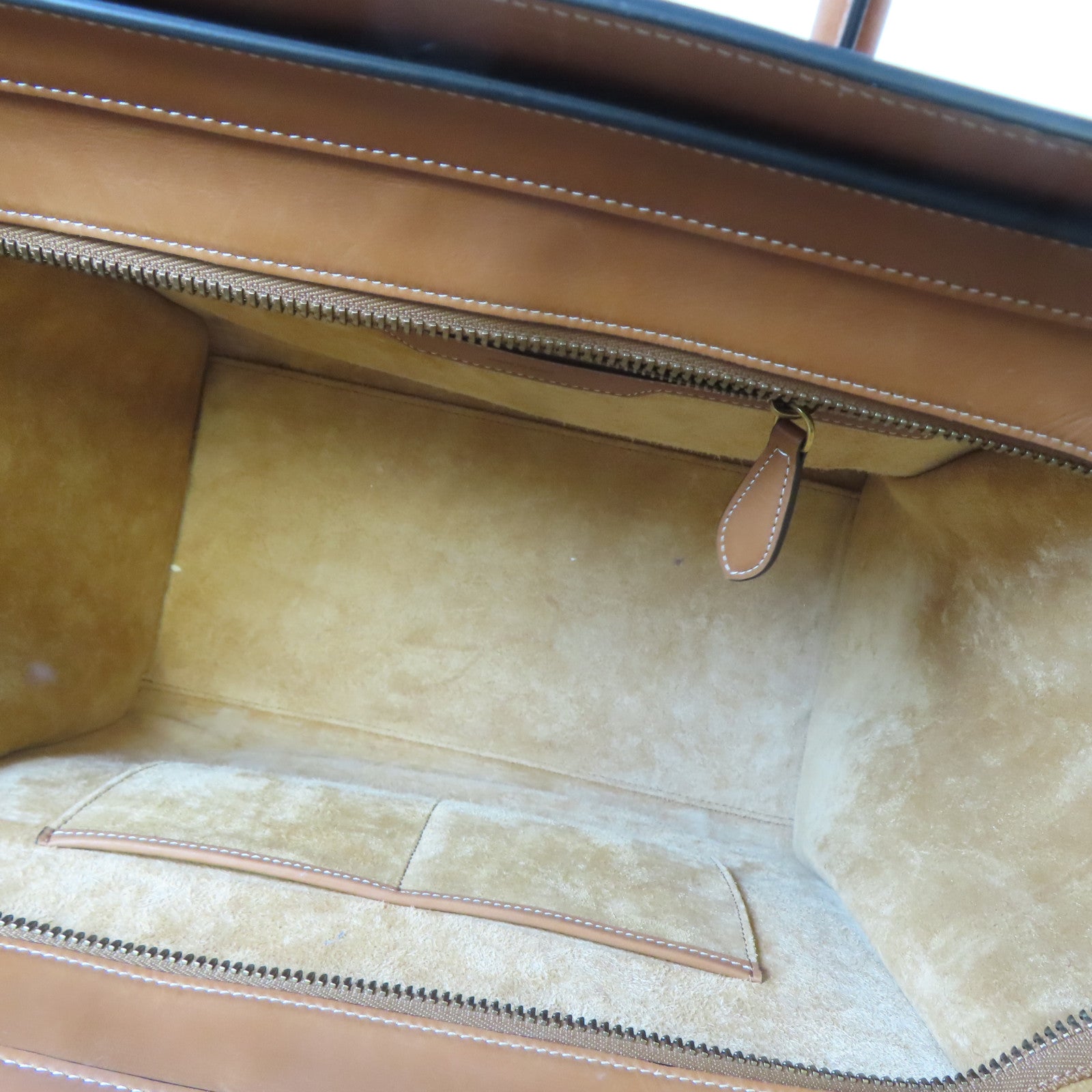 CELINE 牛皮皮革Luggage金扣手挽袋啡色