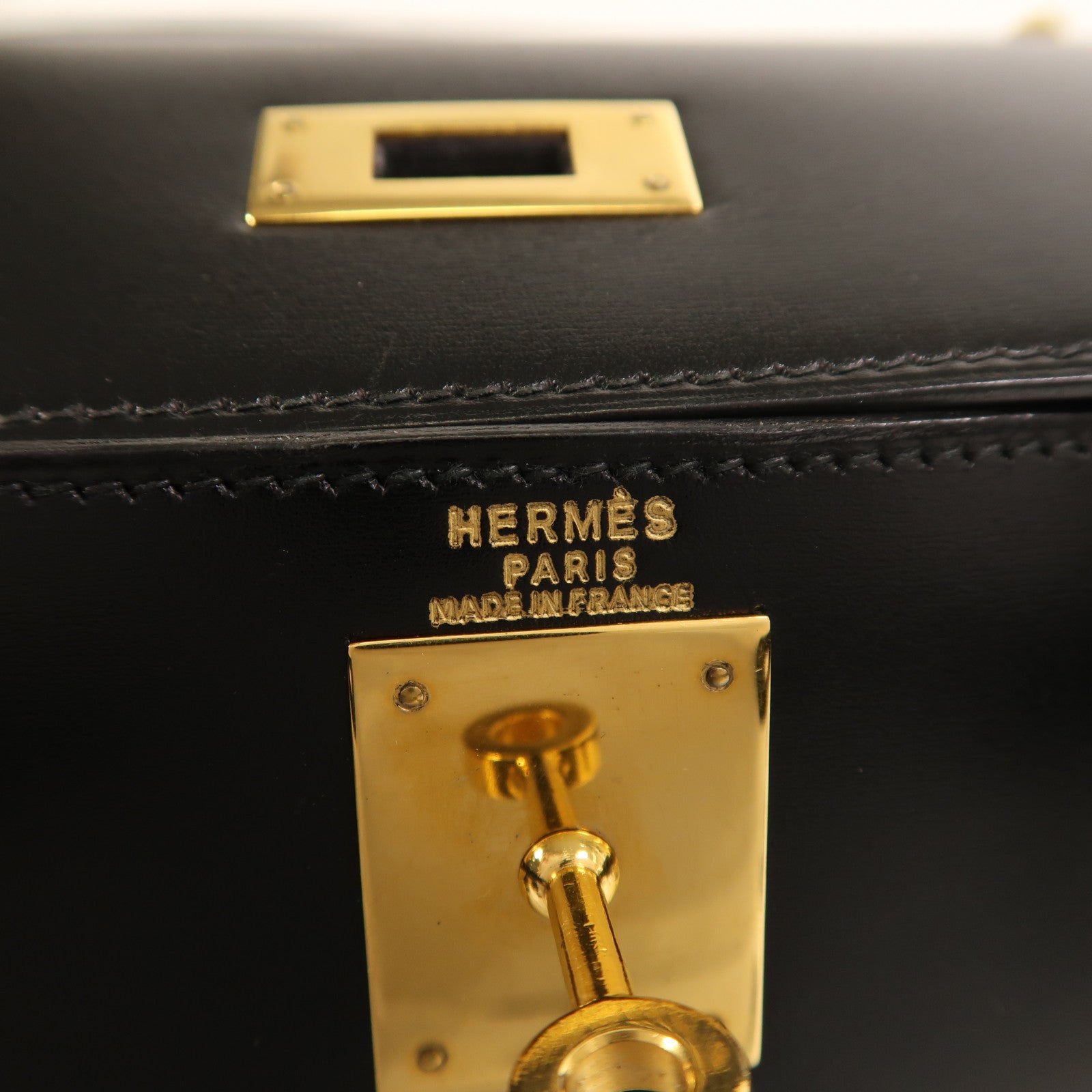 HERMES Box Calf皮革Kelly 28金扣手挽肩背兩用袋