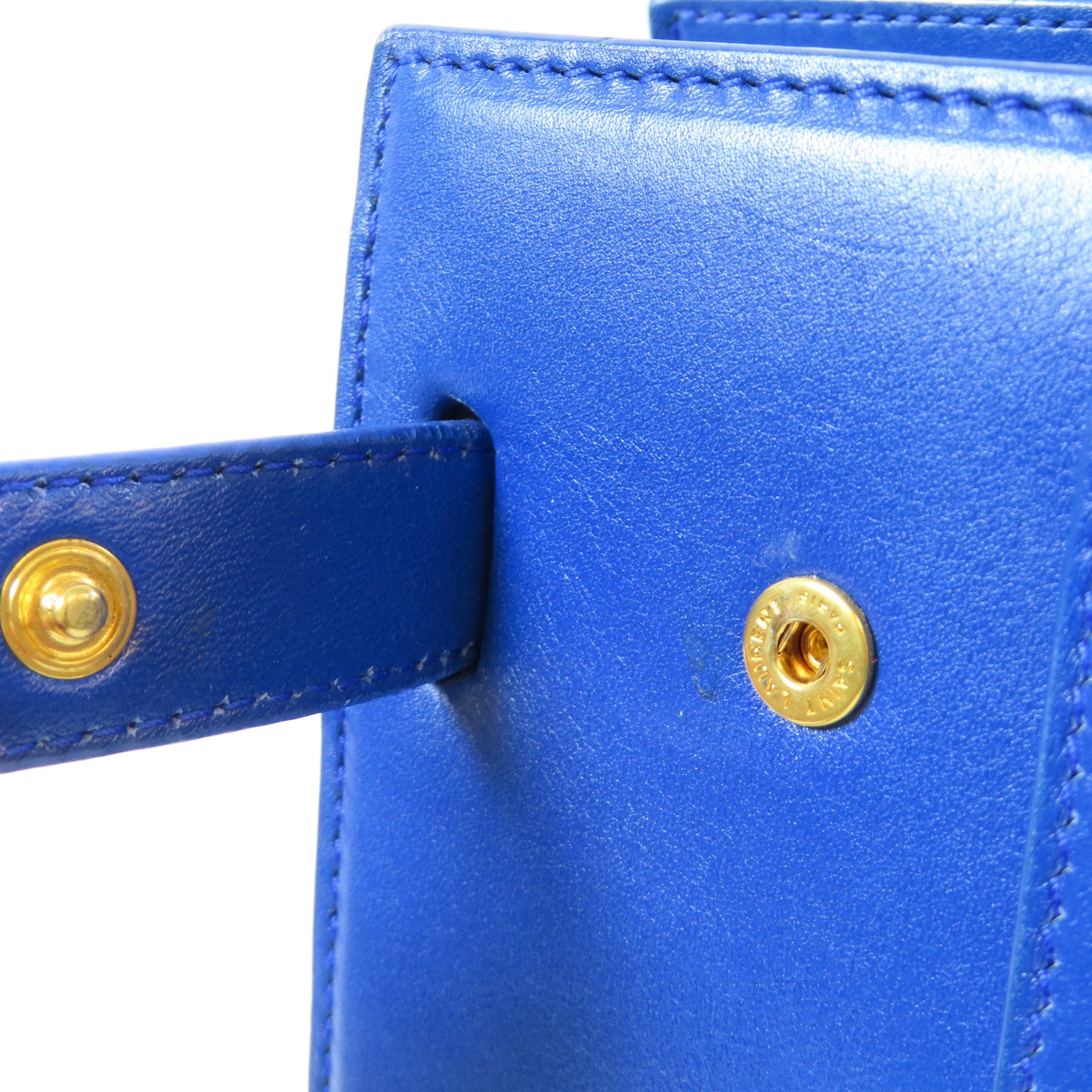YVES SAINT LAURENT 牛皮皮革2 Way Shoulder Bag金扣手挽肩背兩用袋藍色