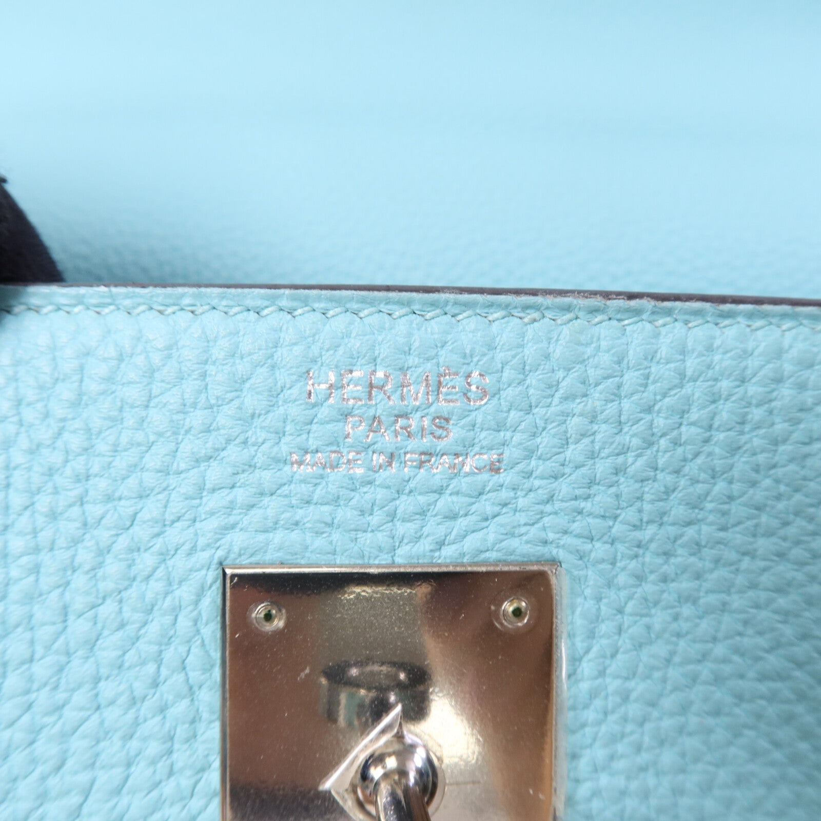 HERMES Clemence皮革Kelly 32手挽肩背兩用袋Bleu Atoll