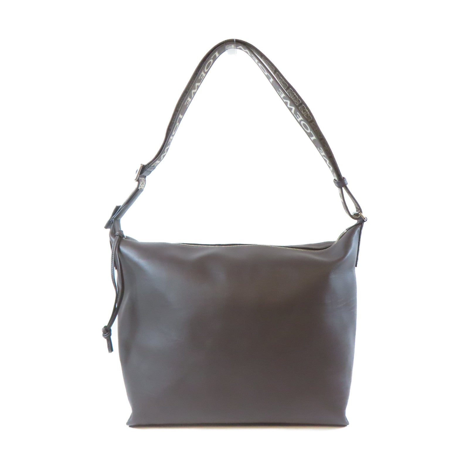 LOEWE 牛皮皮革Shoulder Bag銀扣肩背袋啡色