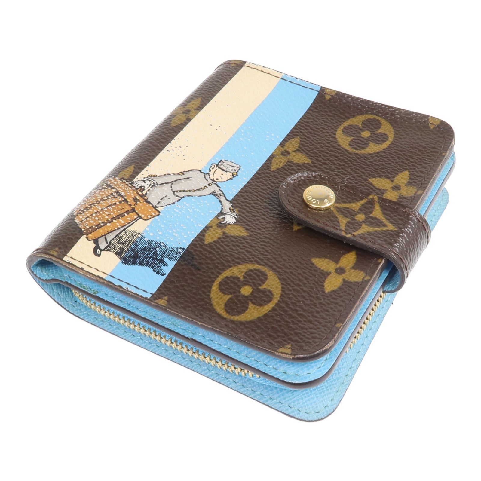 LOUIS VUITTON Monogram Groom Compact Zip Wallet金扣錢包