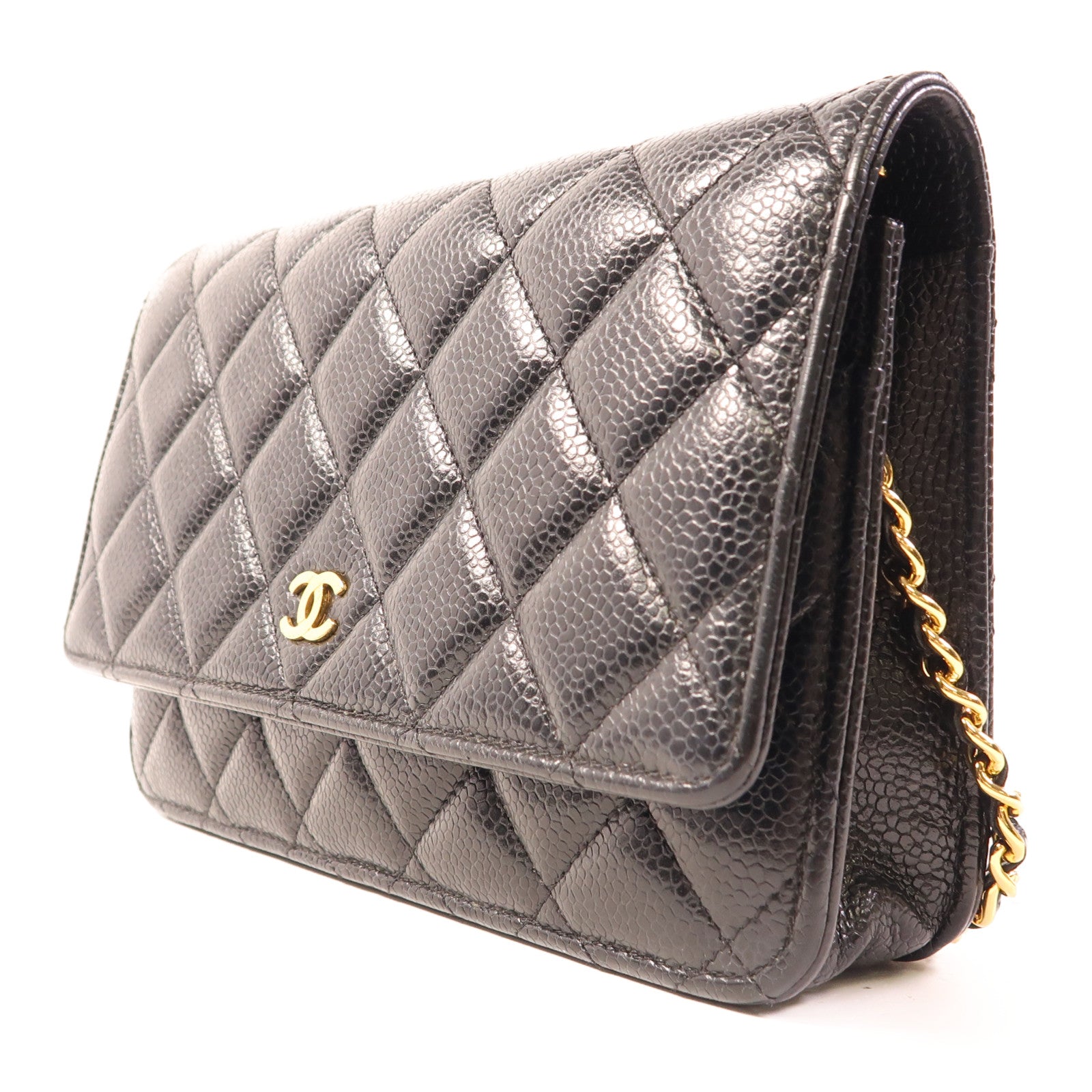 CHANEL 【激減優惠】牛皮皮革WOC Wallet On Chain金扣鏈帶肩背袋