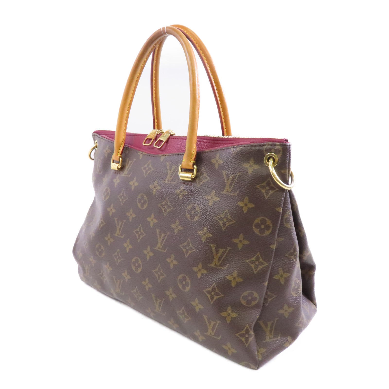 LOUIS VUITTON 【激減優惠】Monogram Pallas MM金扣手挽肩背兩用袋啡色/紅色