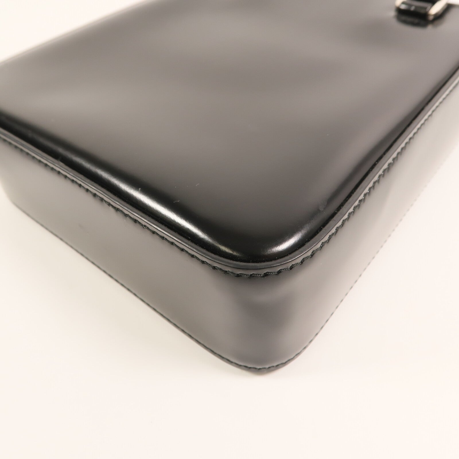 PRADA 漆皮皮革Small Brushed Leather Tote Bag銀扣手挽肩背兩用袋