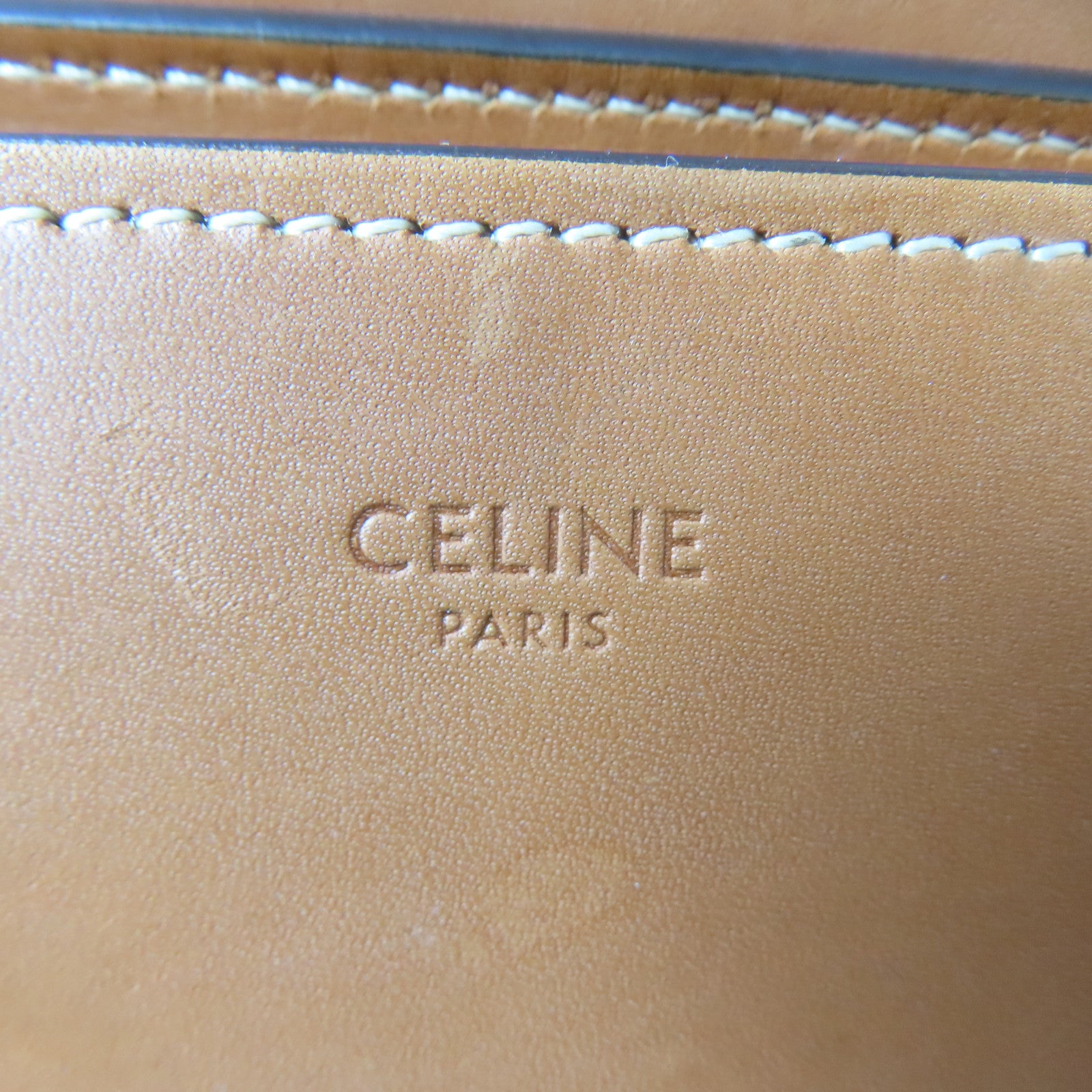 CELINE 牛皮皮革Luggage金扣手挽袋啡色