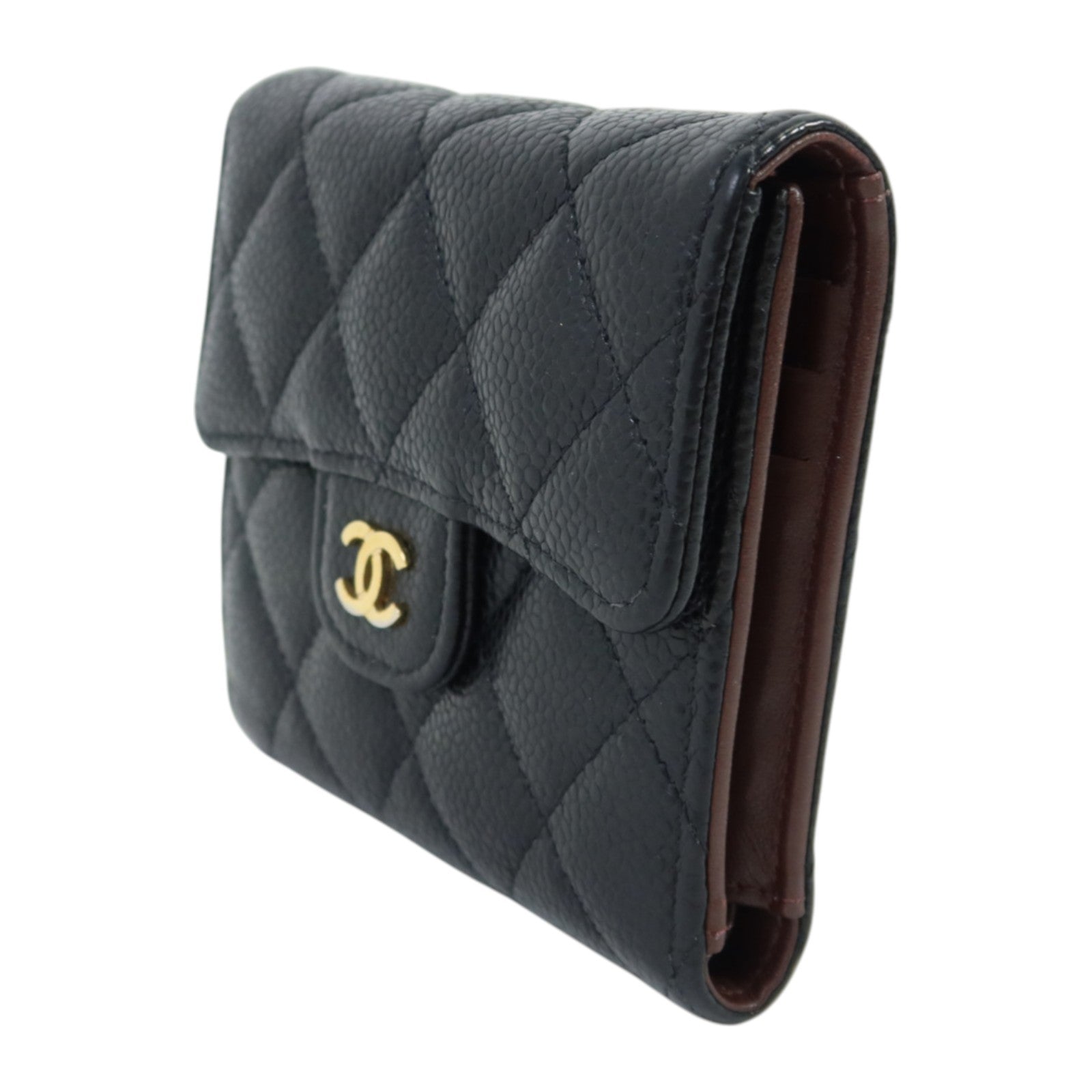CHANEL 牛皮皮革Classic Flag Wallet金扣錢包