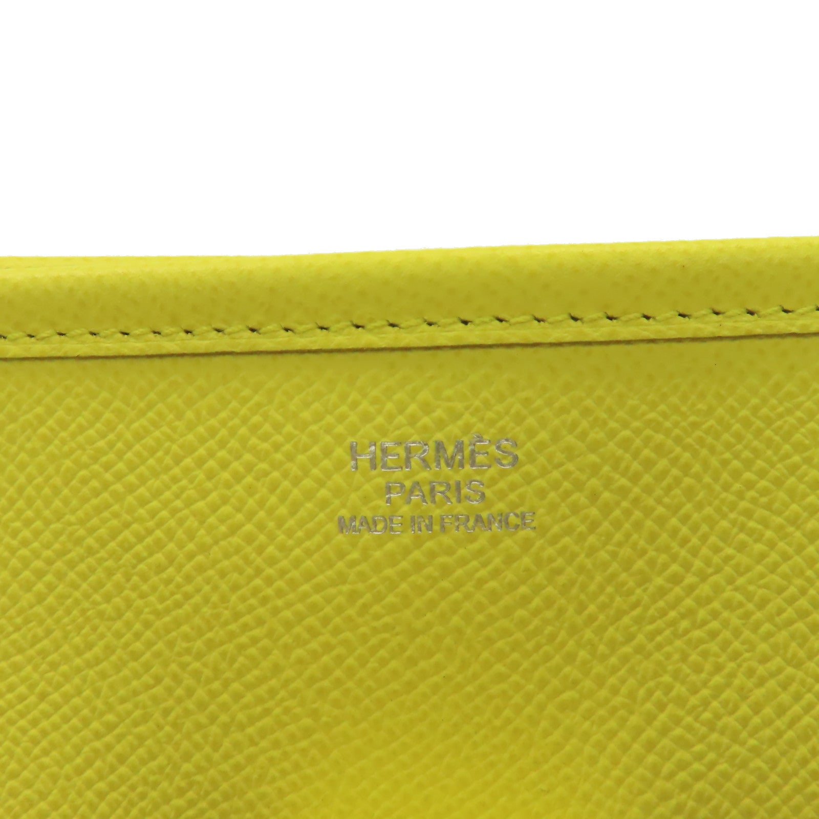 HERMES 【激減優惠】Epsom皮革Evelyne GM Shoulder Bag銀扣肩背袋Soufre糖果黃色