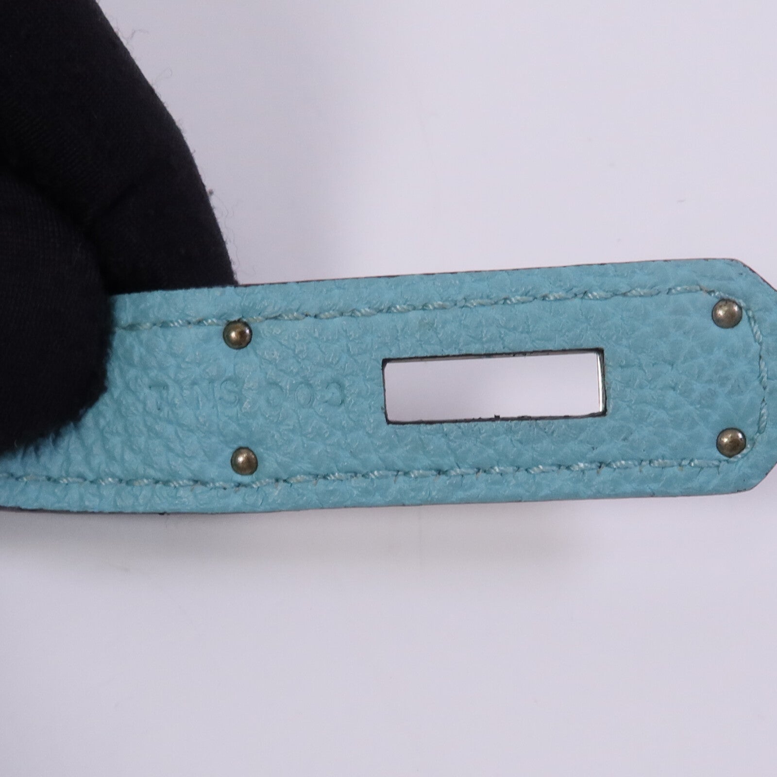 HERMES Clemence皮革Kelly 32手挽肩背兩用袋Bleu Atoll