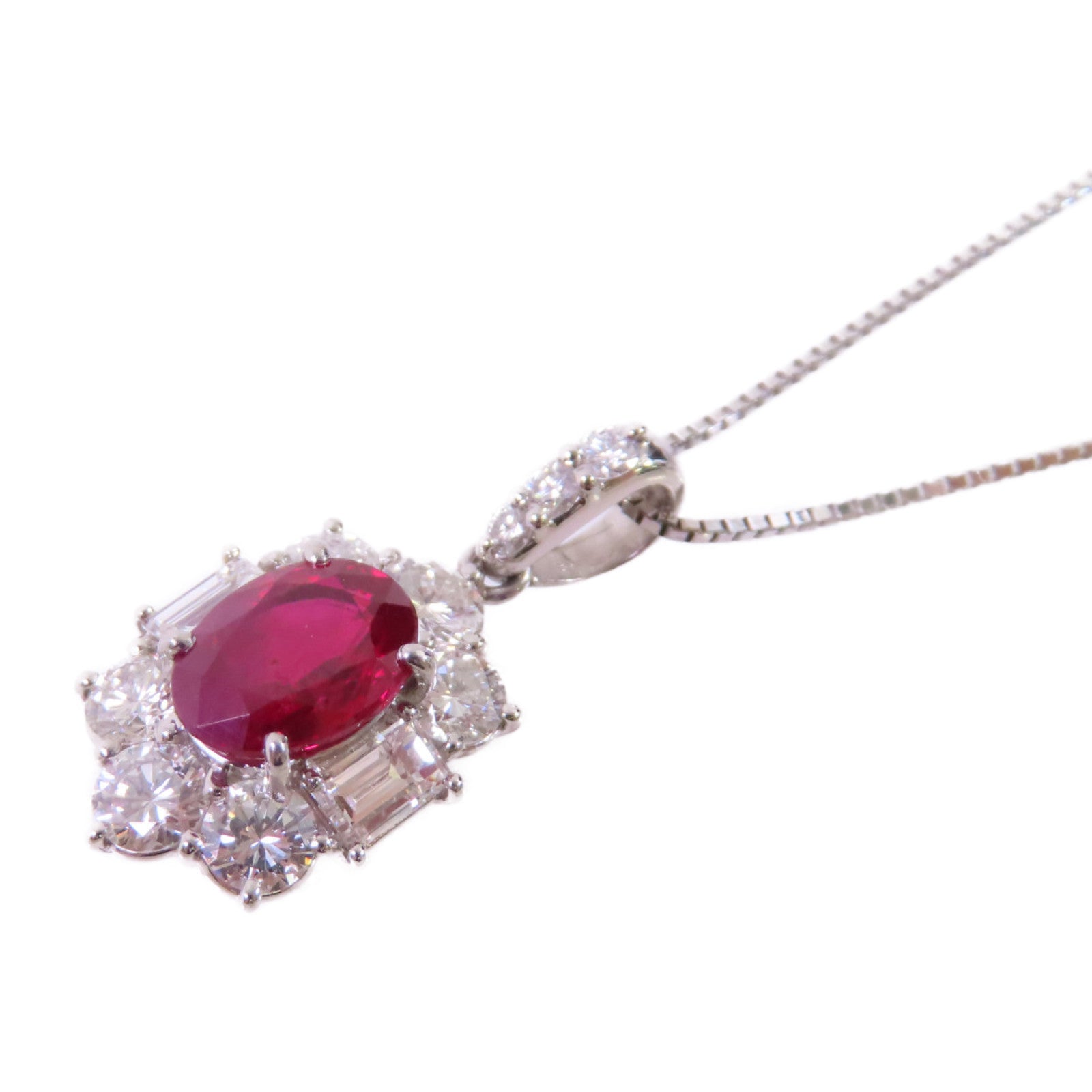 JEWELRY PT850鉑金/1.38ct紅寶石/1.15ct鑽石Ruby/Diamond Necklace項鏈