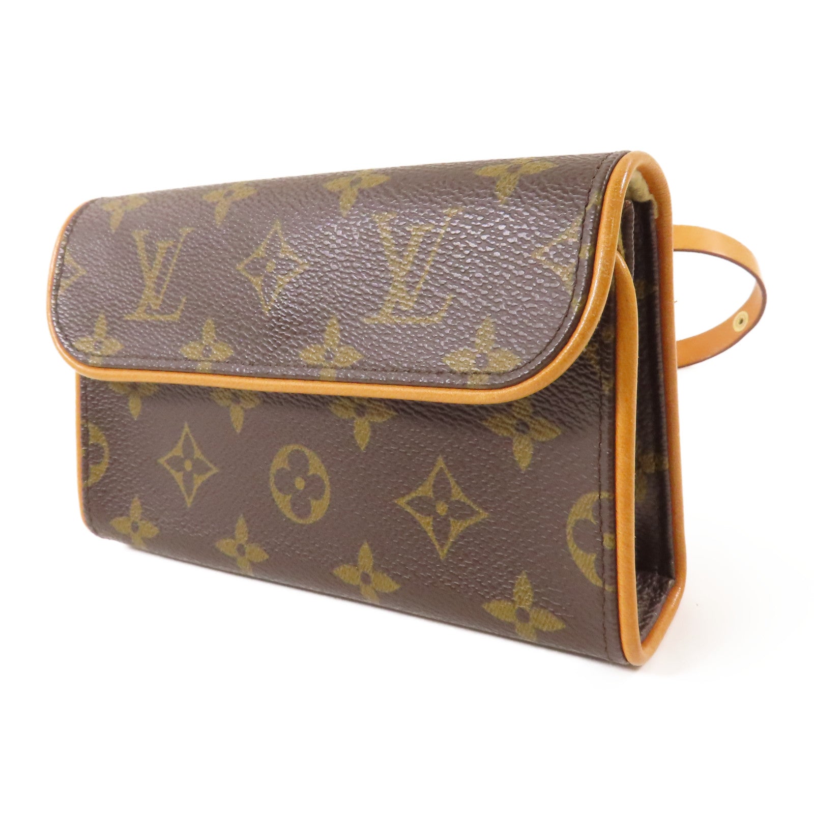 LOUIS VUITTON Monogram Pochette Florentine XS金扣腰包棕色