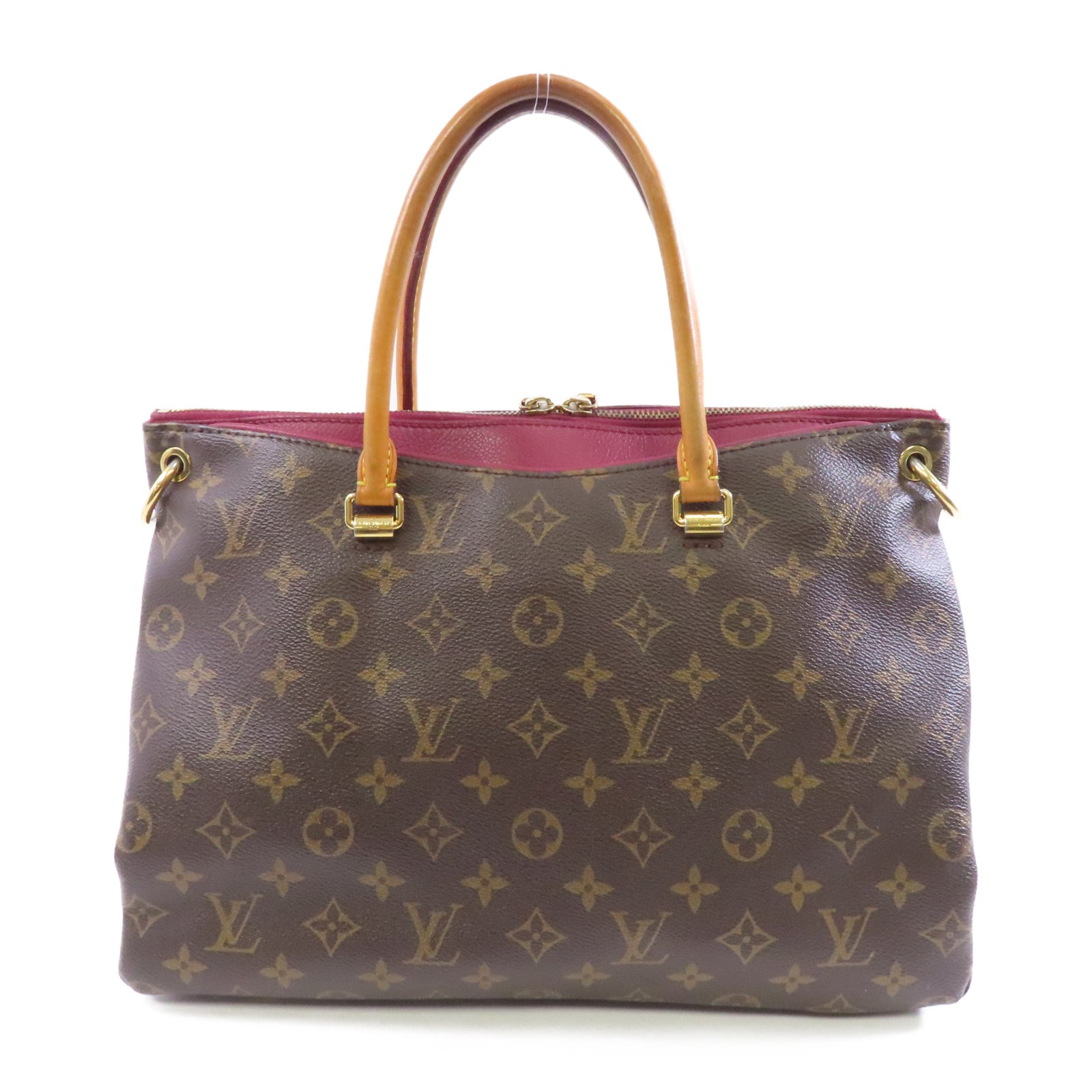 LOUIS VUITTON 【激減優惠】Monogram Pallas MM金扣手挽肩背兩用袋啡色/紅色